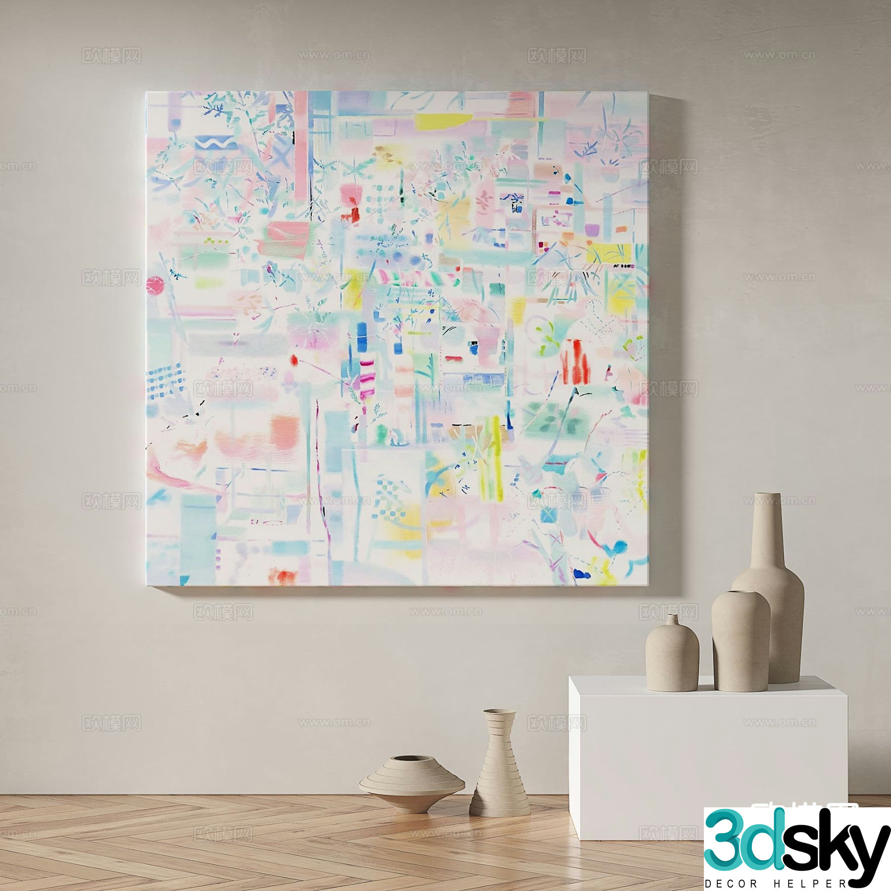 Modern art painting texture painting decorative painting 3d model