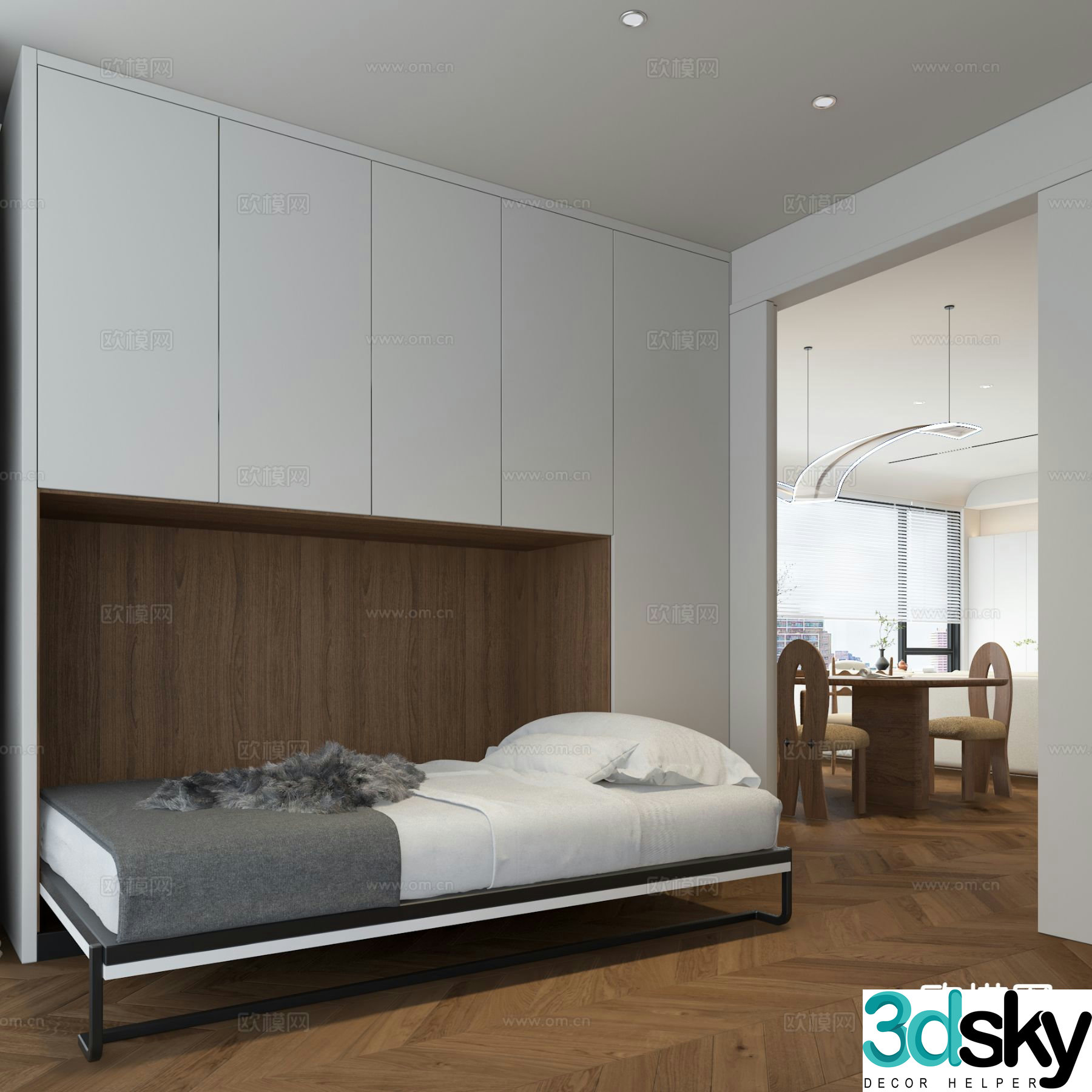 Modern guest bedroom multi-purpose room folding bed 3d model