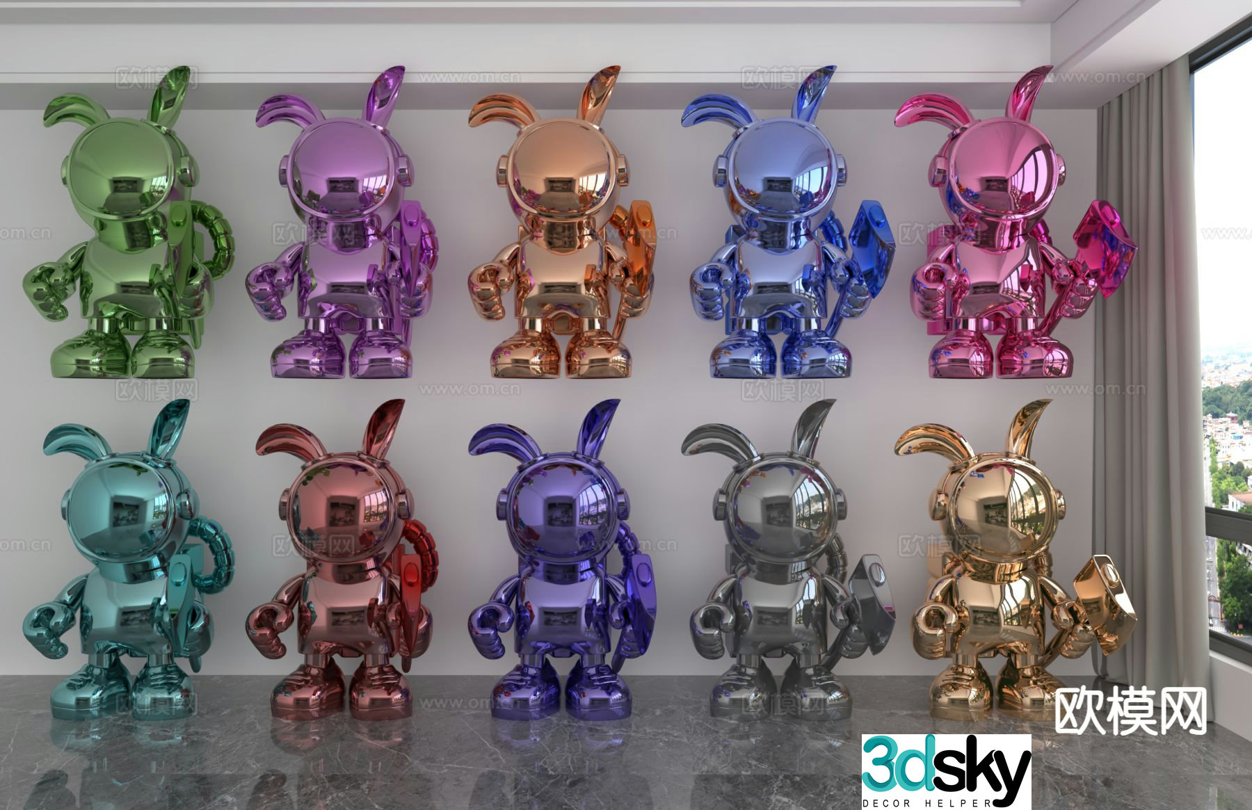 Astronaut Rabbit Trendy Toys Dolls Doll Ornaments 3D Model