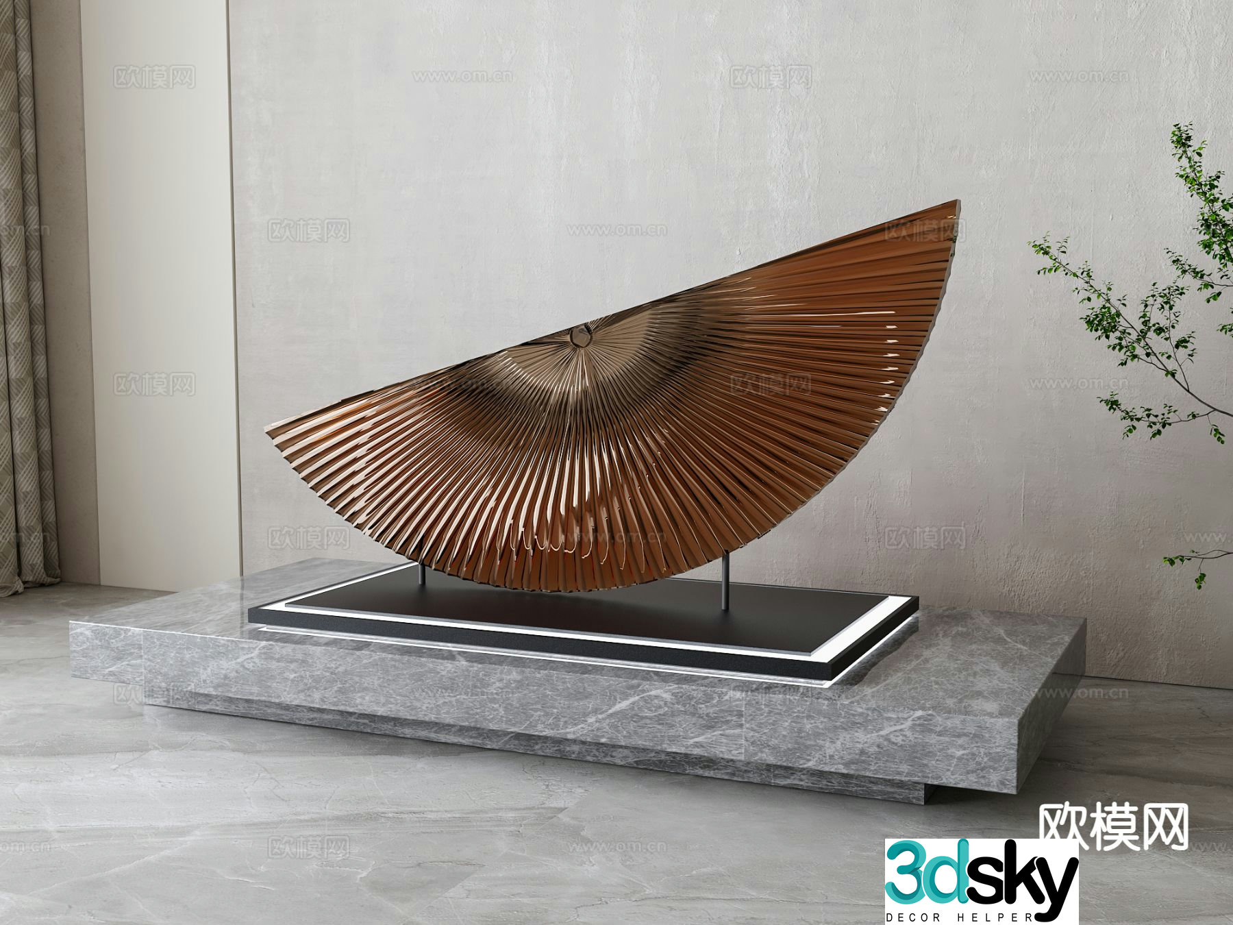 Chinese Zen sculpture installation ornaments 3D model