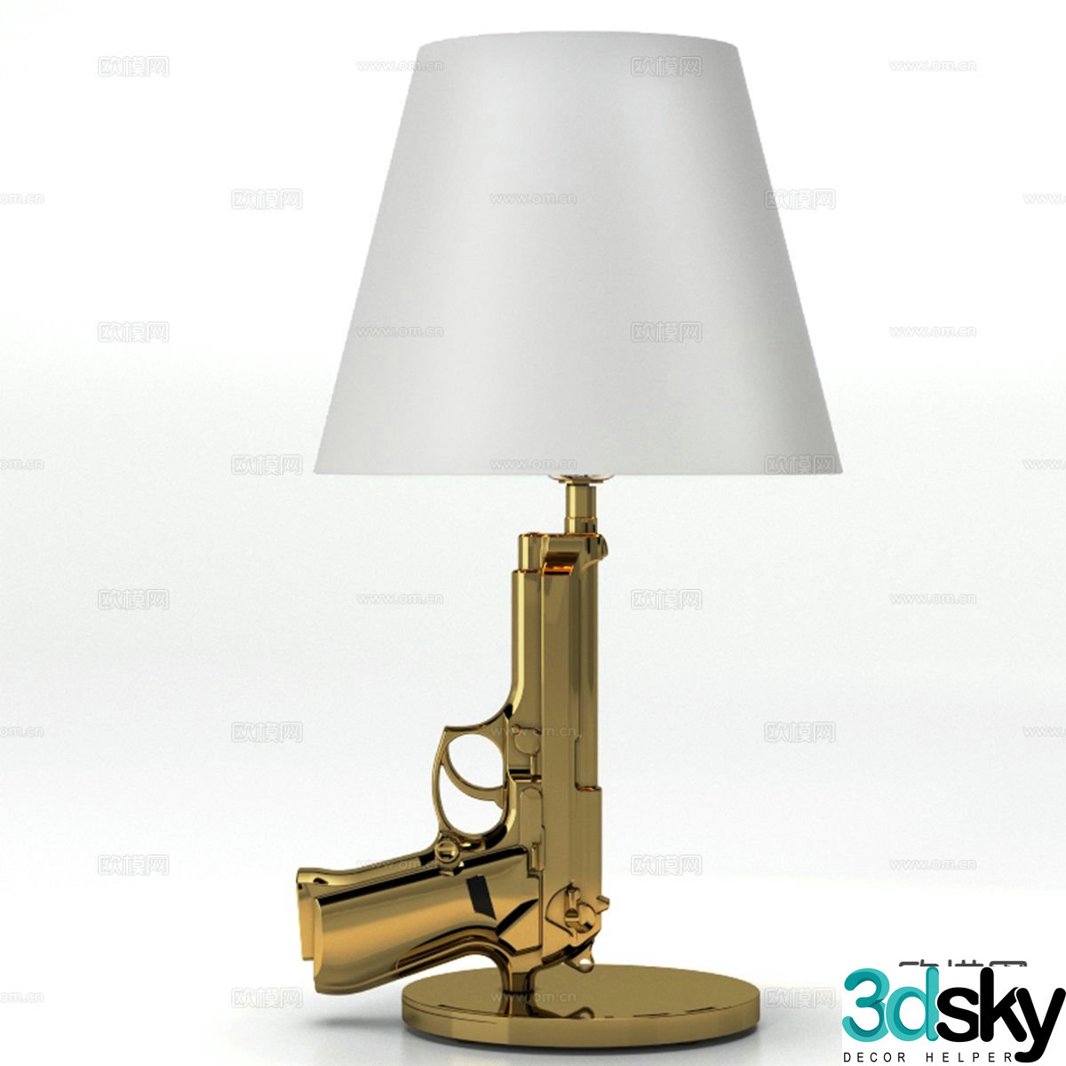 Modern classic pistol table lamp 3d model