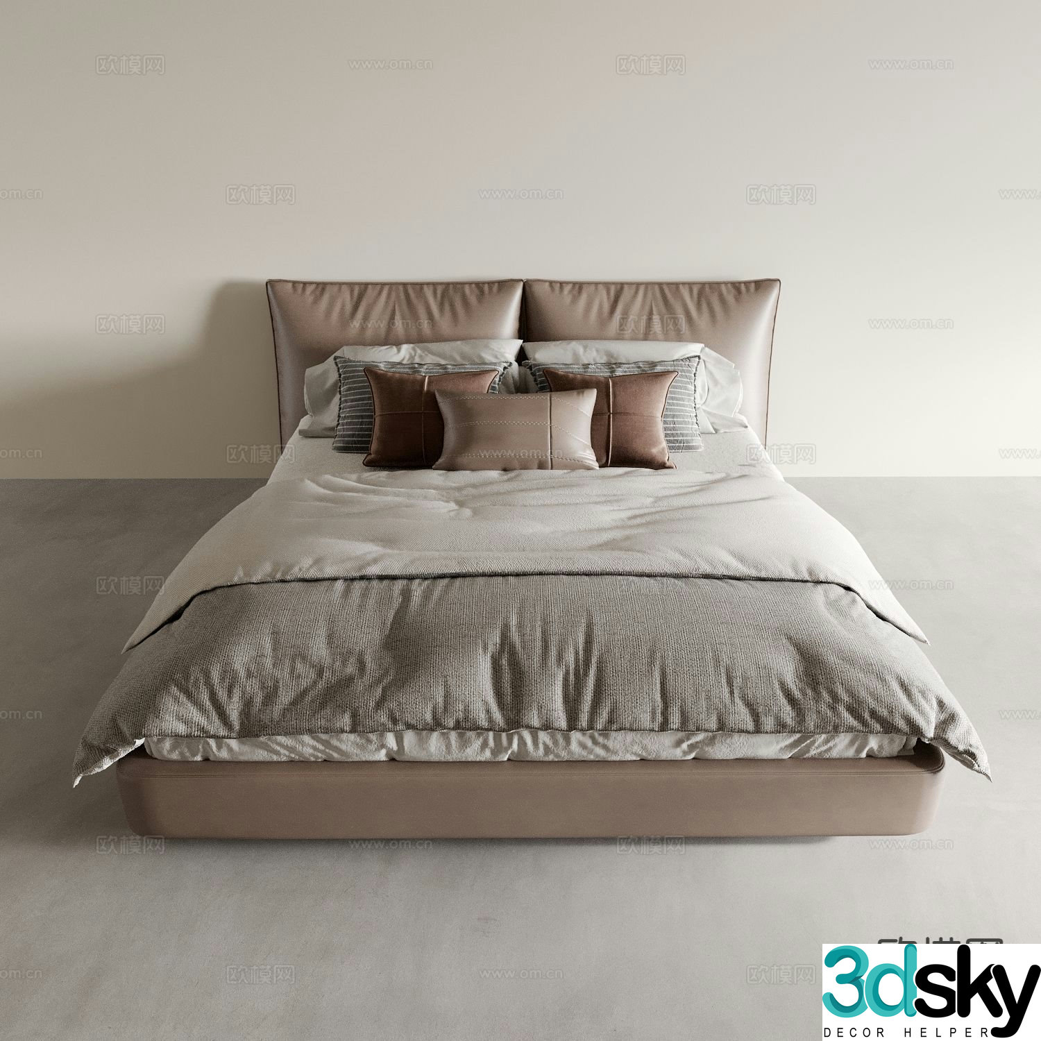 Modern double bed 3d model