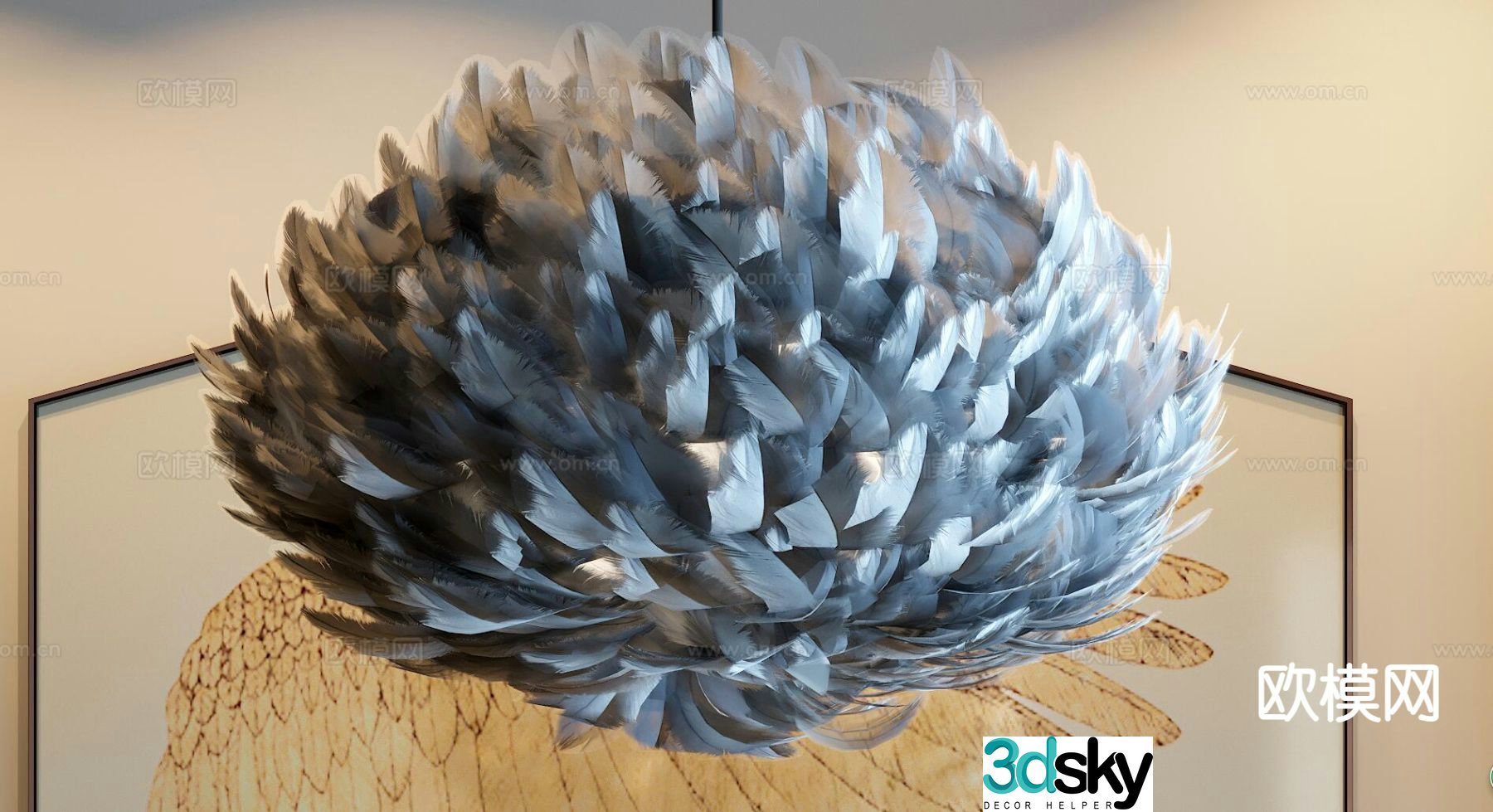 Feather chandelier art chandelier 3d model