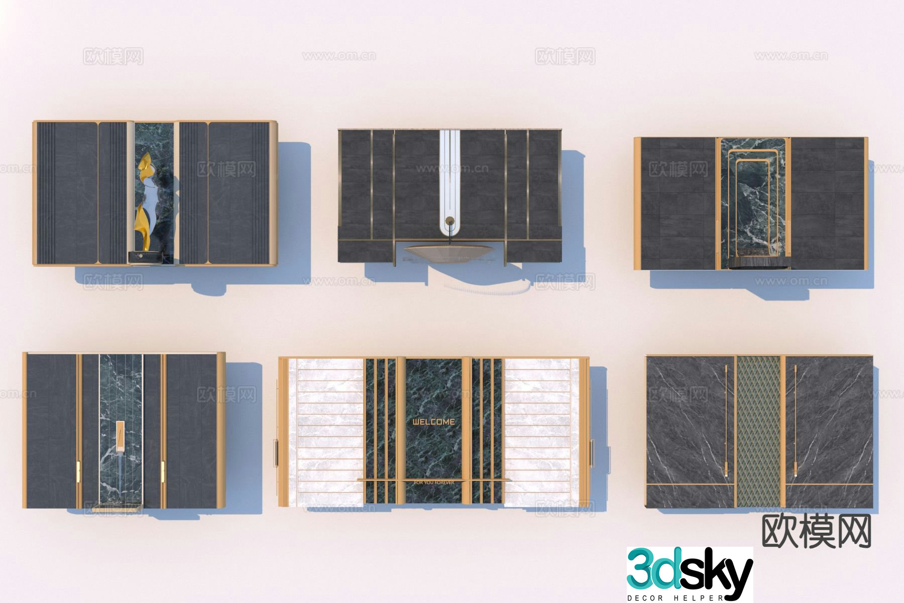 Modern facing wall 3d model