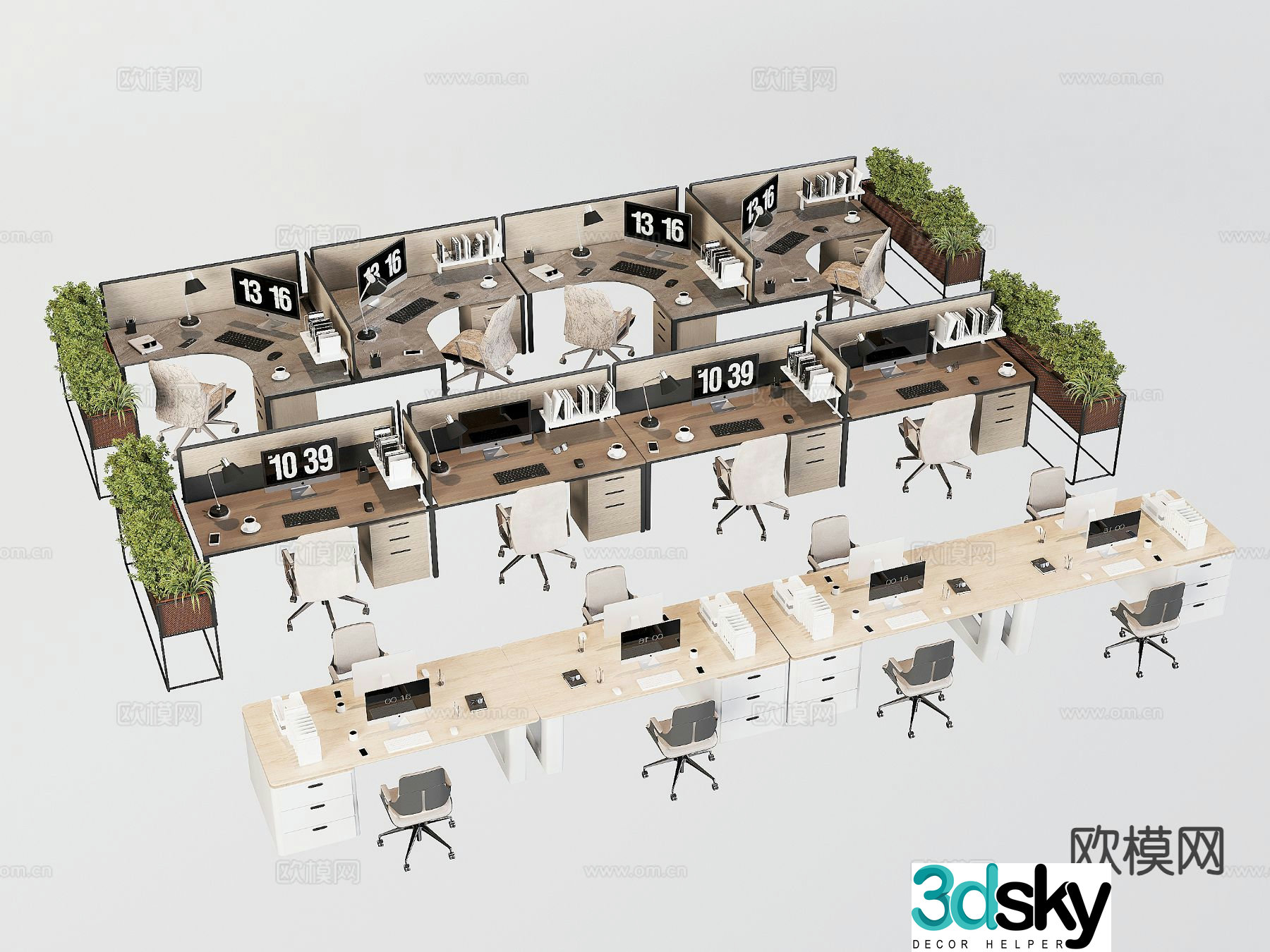 Card space desk work station post 3d model