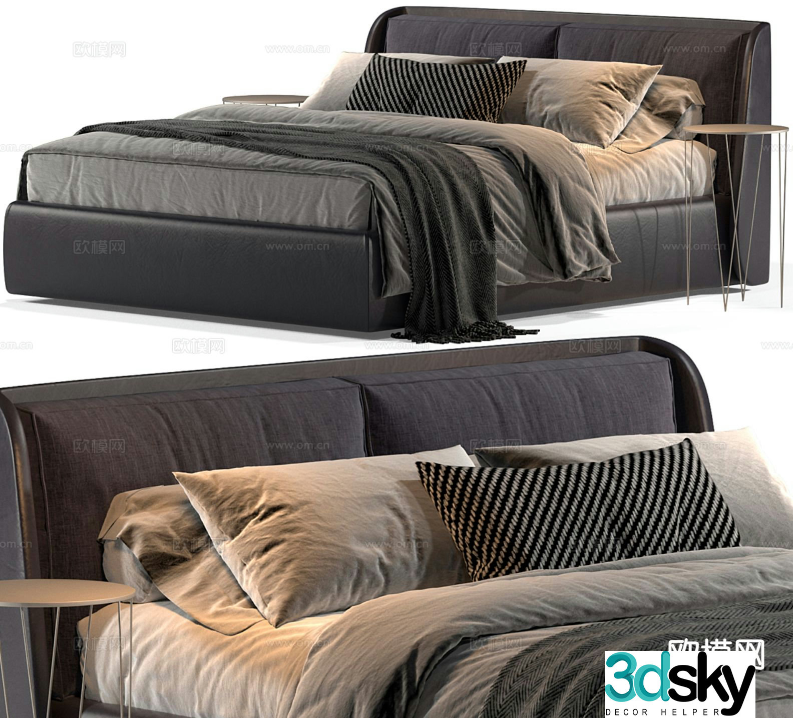 Modern double bed 3d model