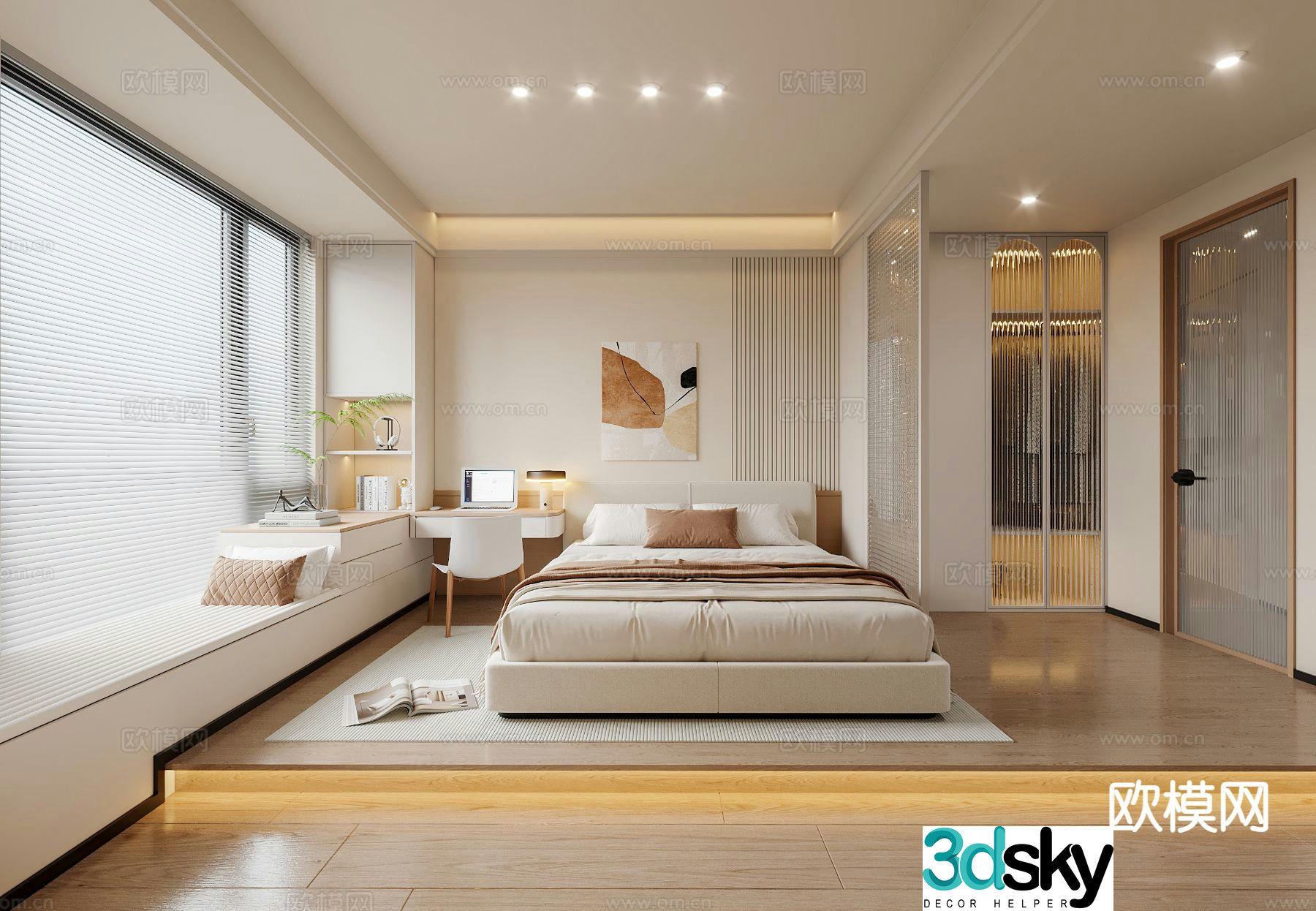 Cream style bedroom master bedroom 3d model