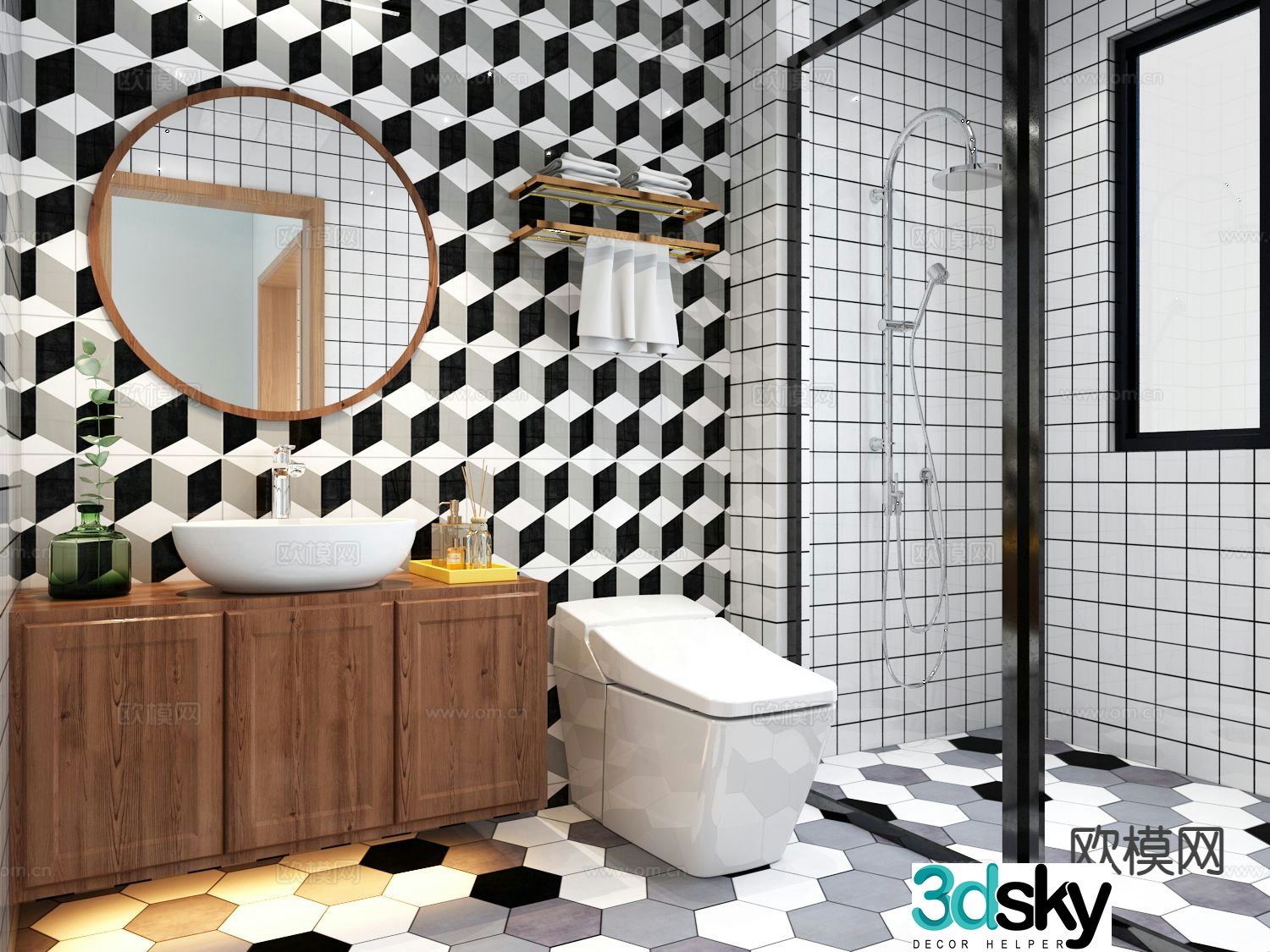 Nordic bathroom bathroom 3d model