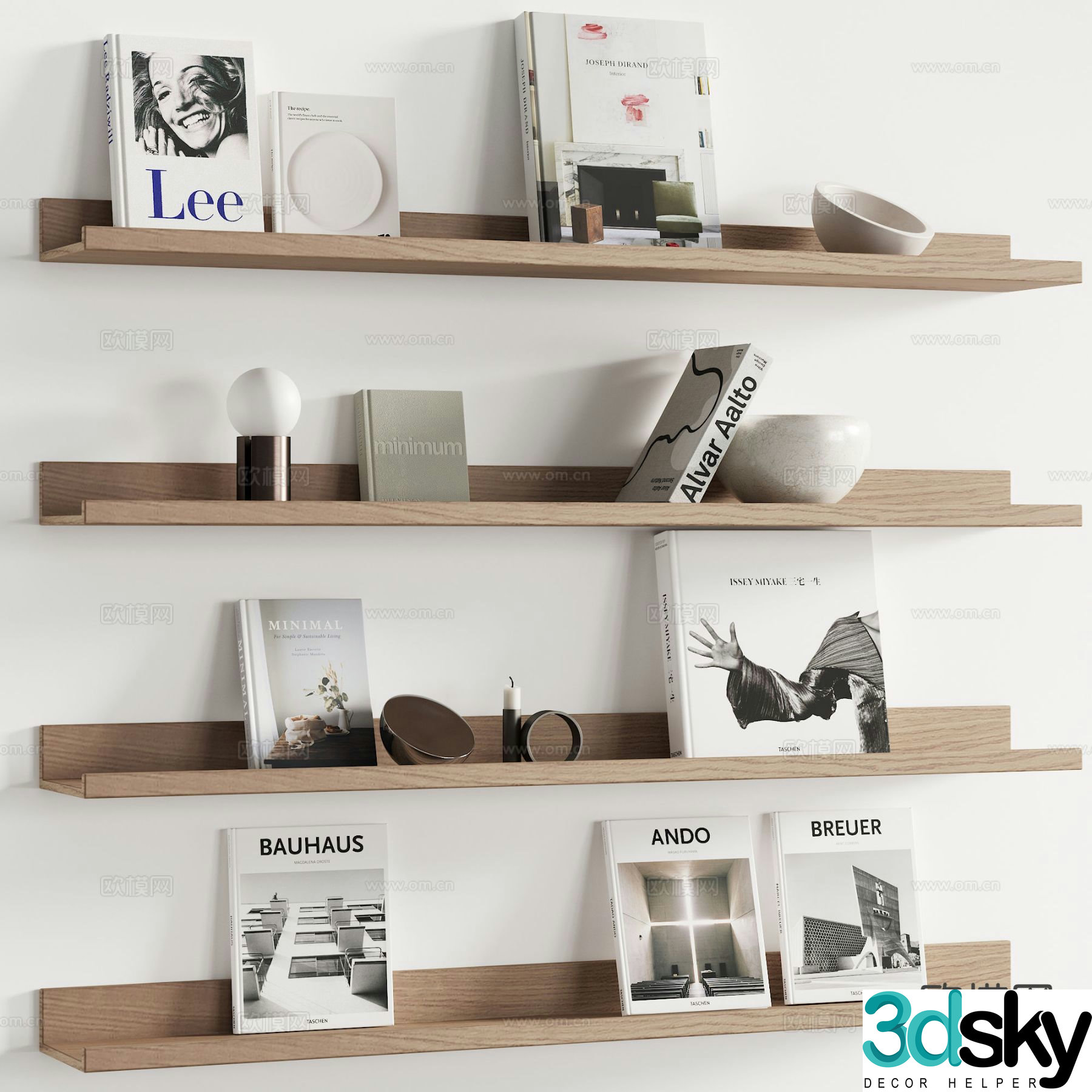 Modern decorations ornaments books desk lamp 3d model