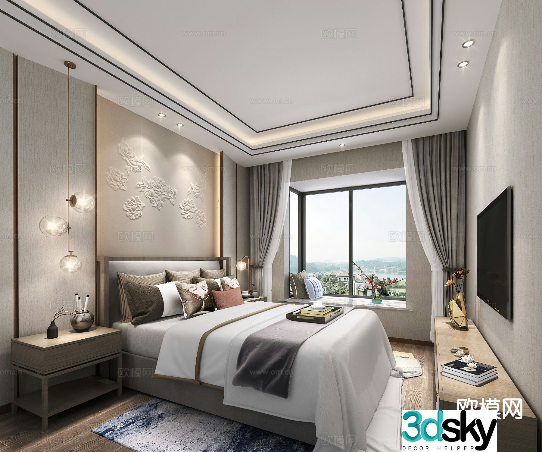 New Chinese style bedroom master bedroom 3d model