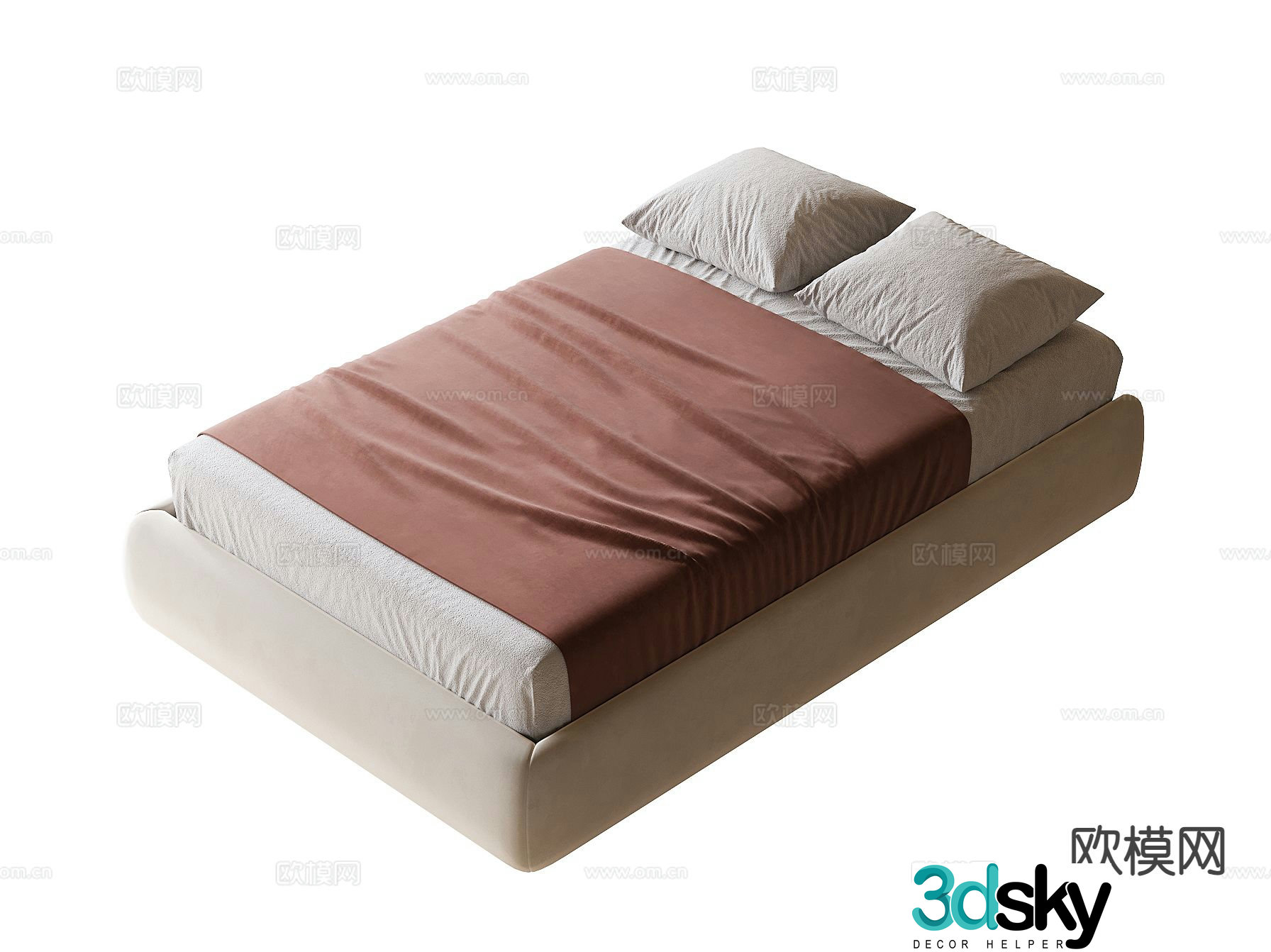Modern tatami bed double bed 3d model