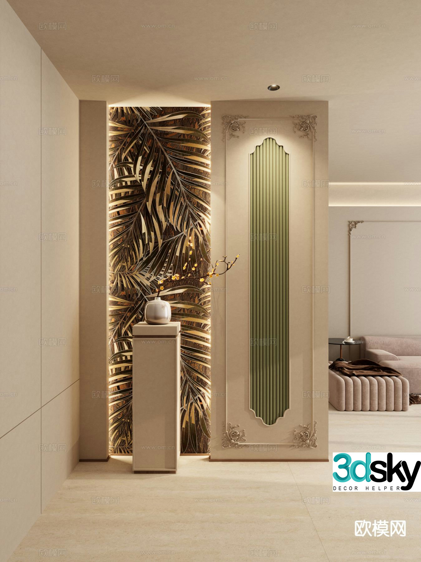 French entryway facing wall 3D model