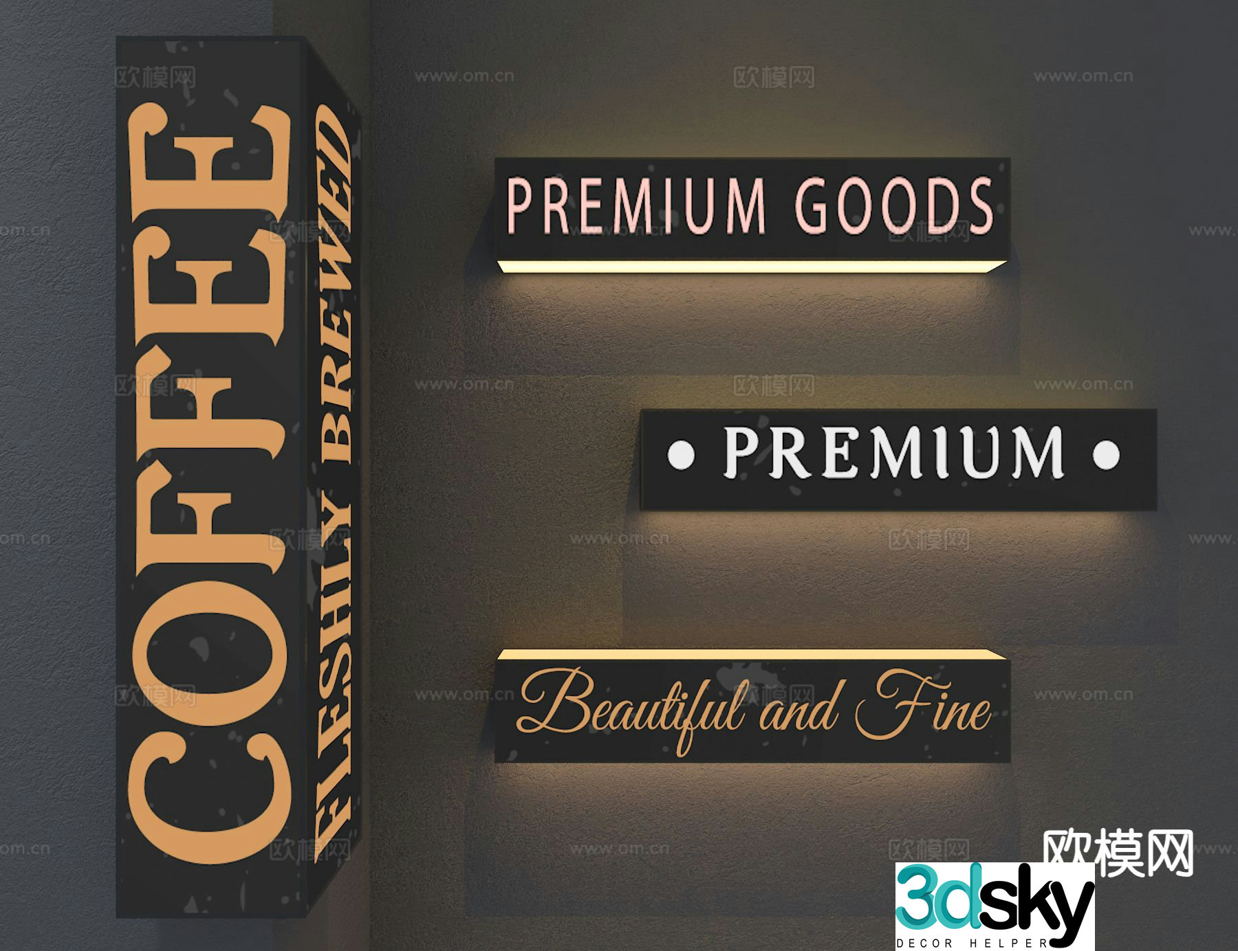 Coffee shop light box advertising light box 3d model