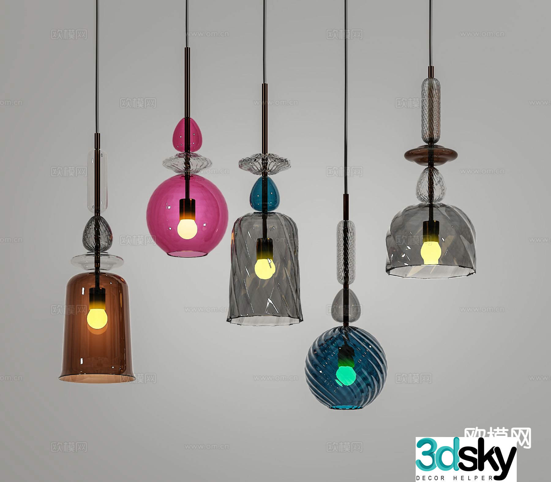 European glass chandelier 3d model