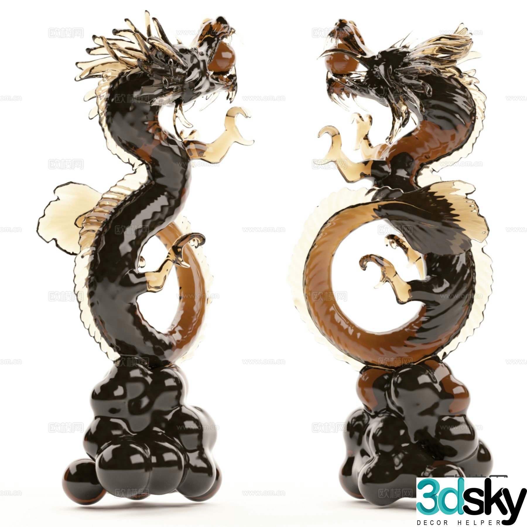 Chinese style acrylic dragon sculpture 3d model