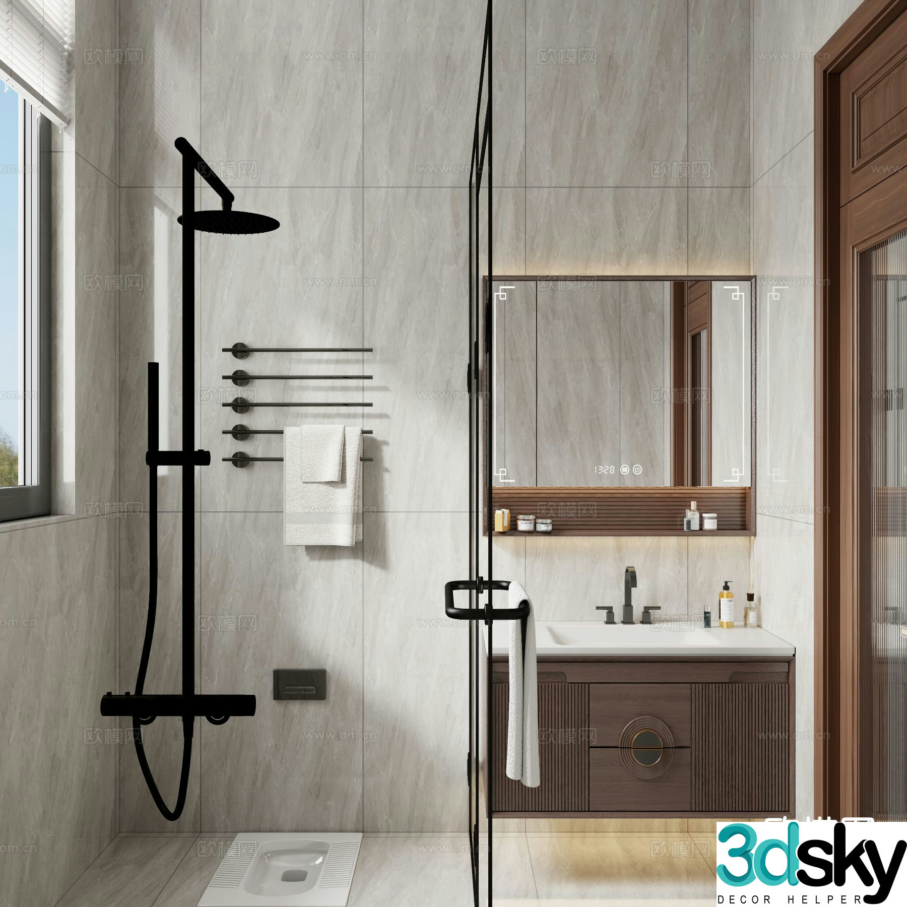 New Chinese style bathroom bathroom toilet 3d model