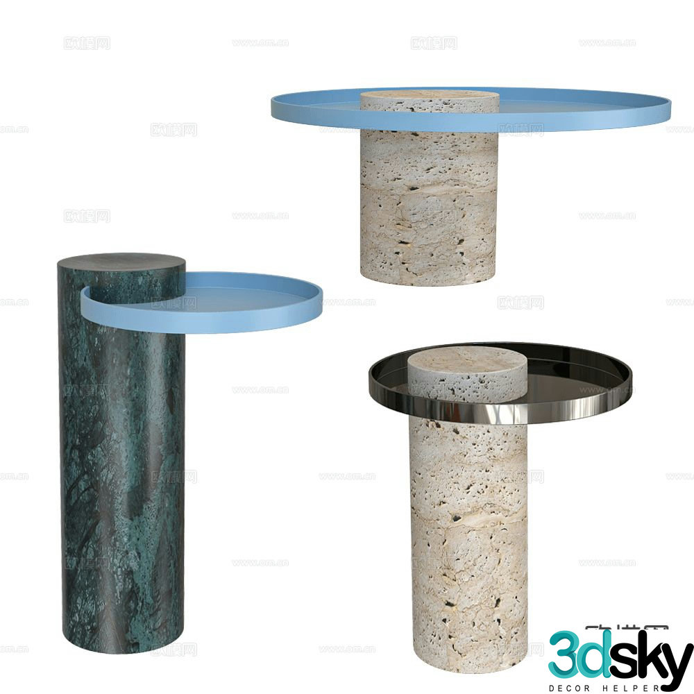 La Chance round table side table angle table 3d model