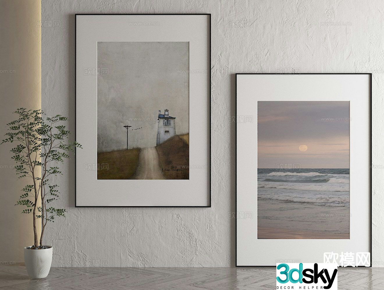 Modern decorative painting landscape painting hanging painting 3d model