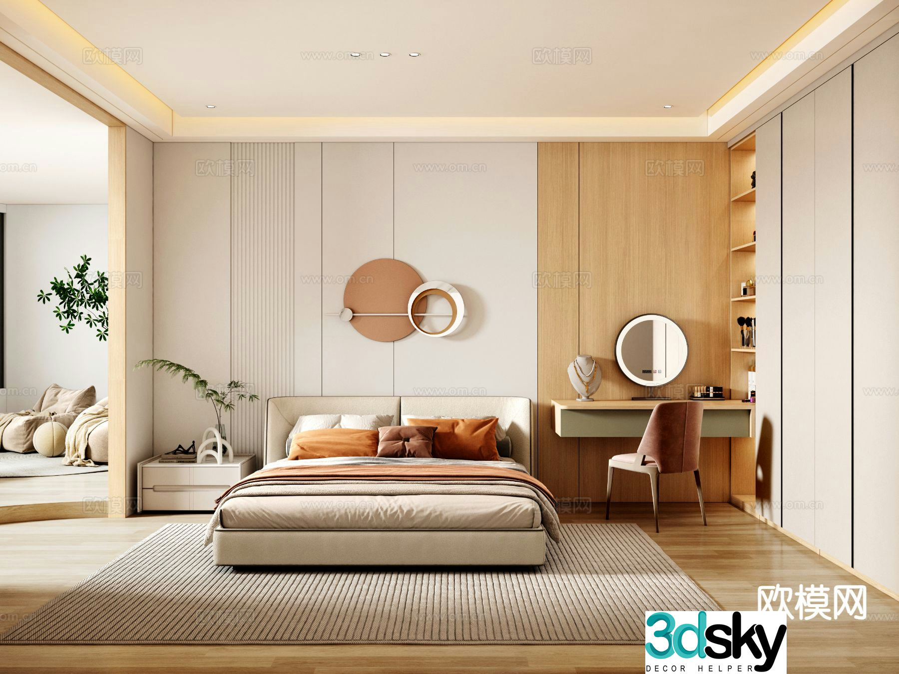 Cream style bedroom master bedroom 3d model