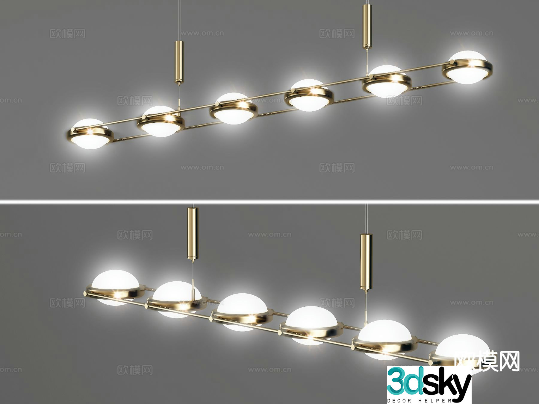 Light luxury long chandelier 3D model