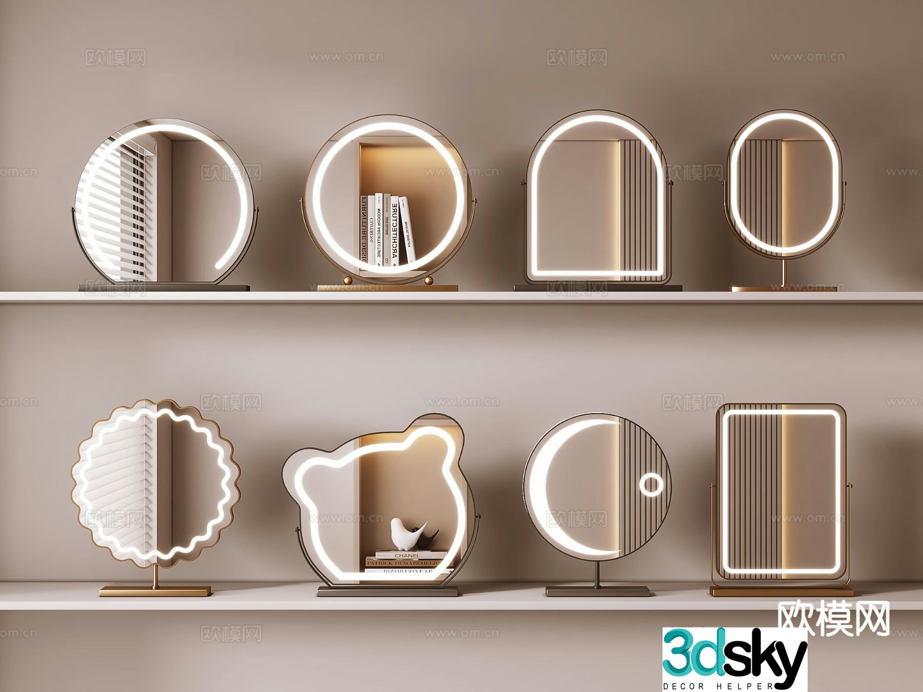 Modern vanity mirror cosmetic mirror desktop mirror 3d model