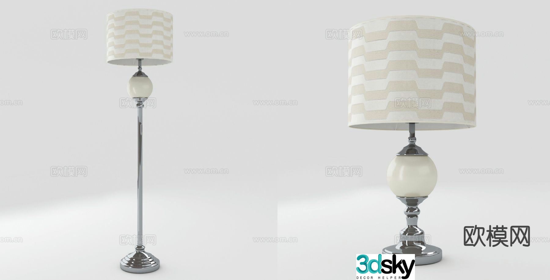 Simple European floor lamp 3d model