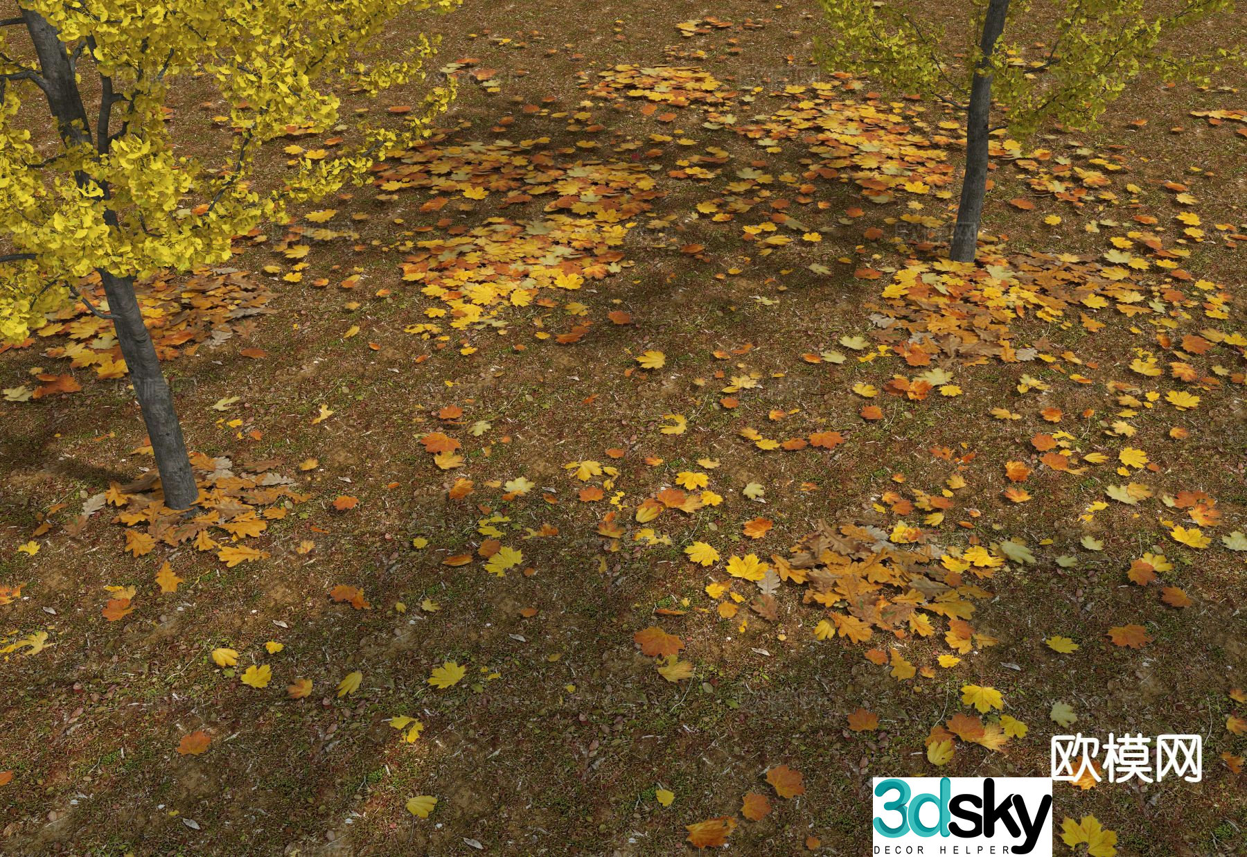 leaves fallen leaves 3d model