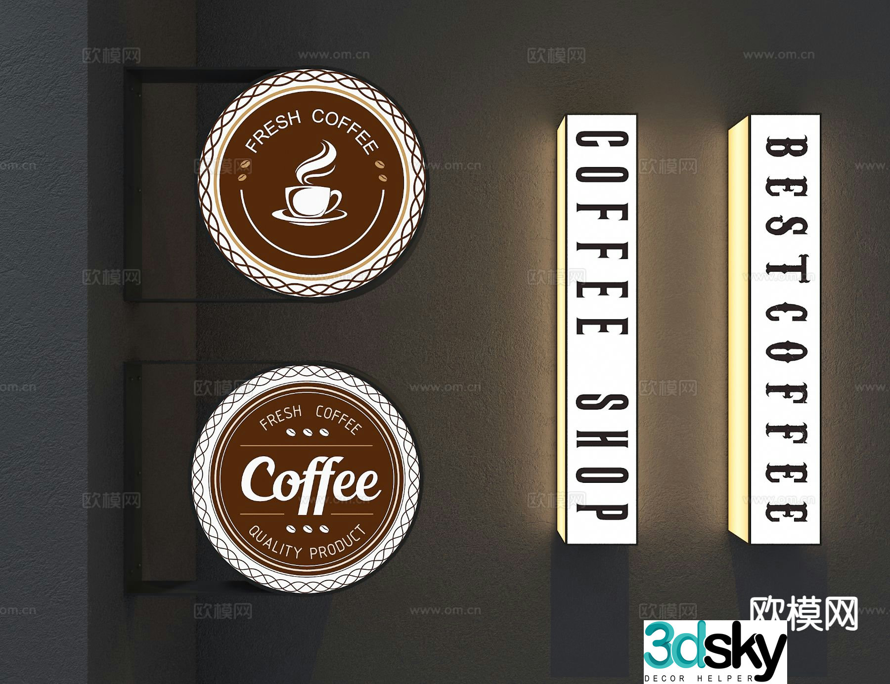 Coffee shop light box advertising light box decorative light 3d model