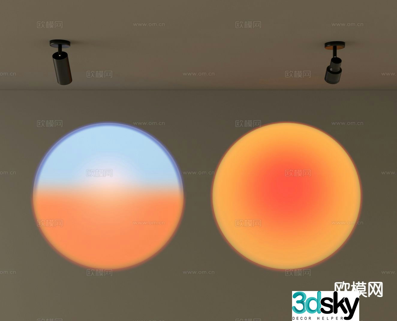 Surface mounted downlight spotlight sunset light 3d model