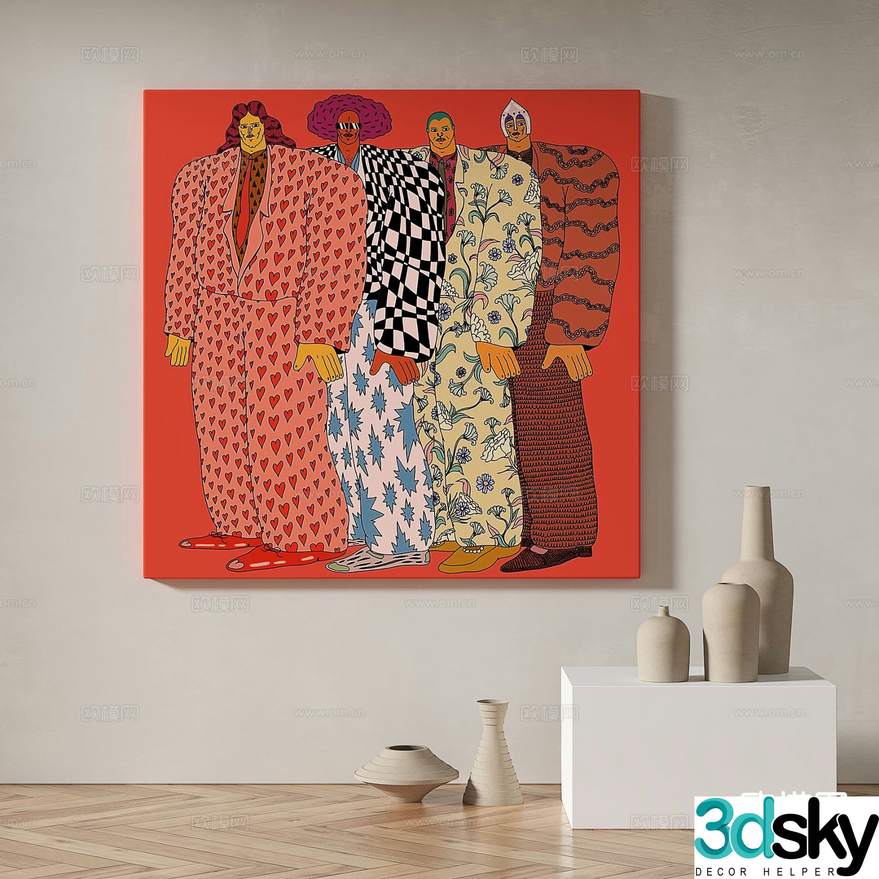 Modern art painting texture painting decorative painting 3d model