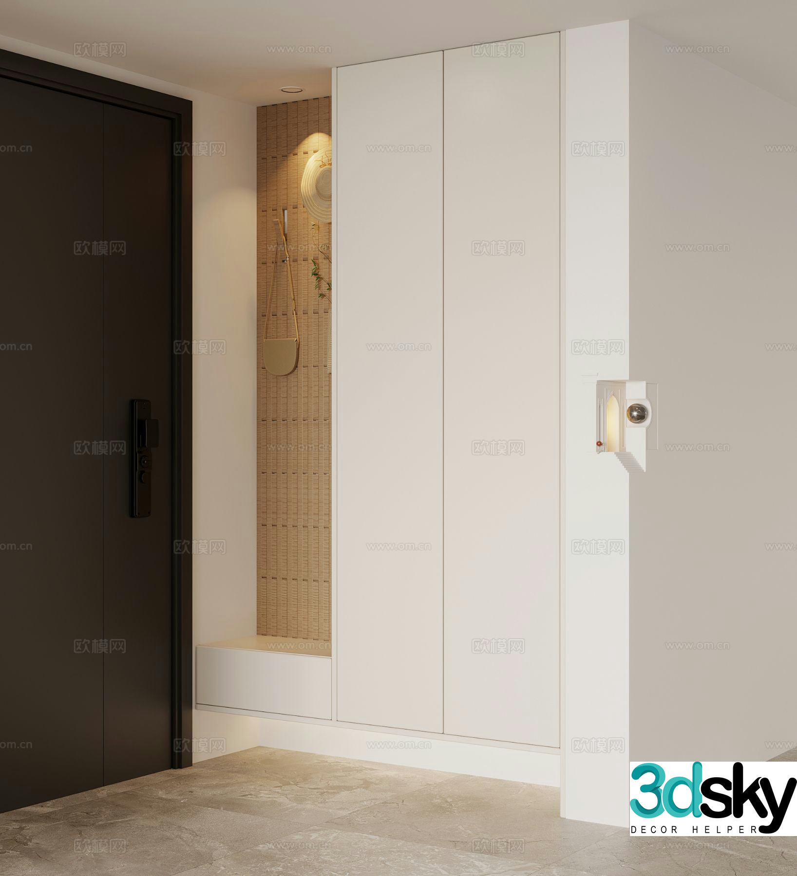 Modern entry shoe cabinet entrance shoe cabinet 3D model