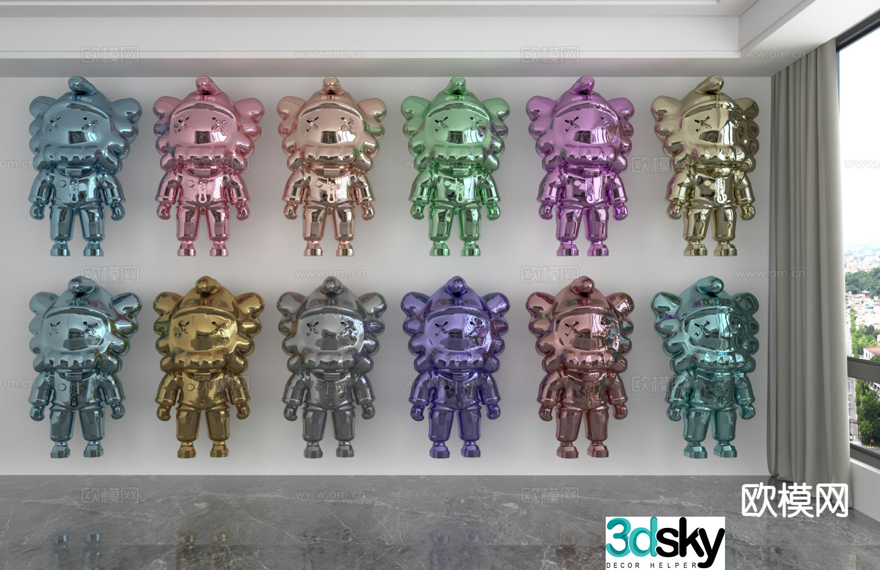Modern trendy ornaments 3D model