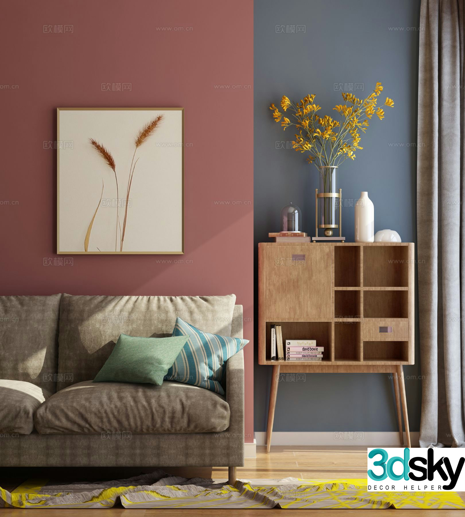 Nordic sofa sideboard decorative painting vase 3D model