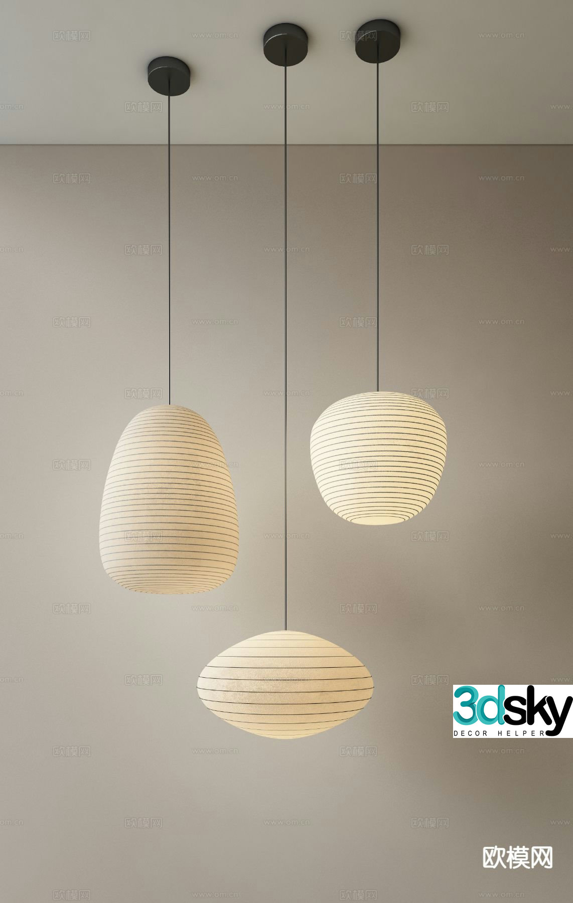 Wabi-sabi chandelier restaurant chandelier 3d model