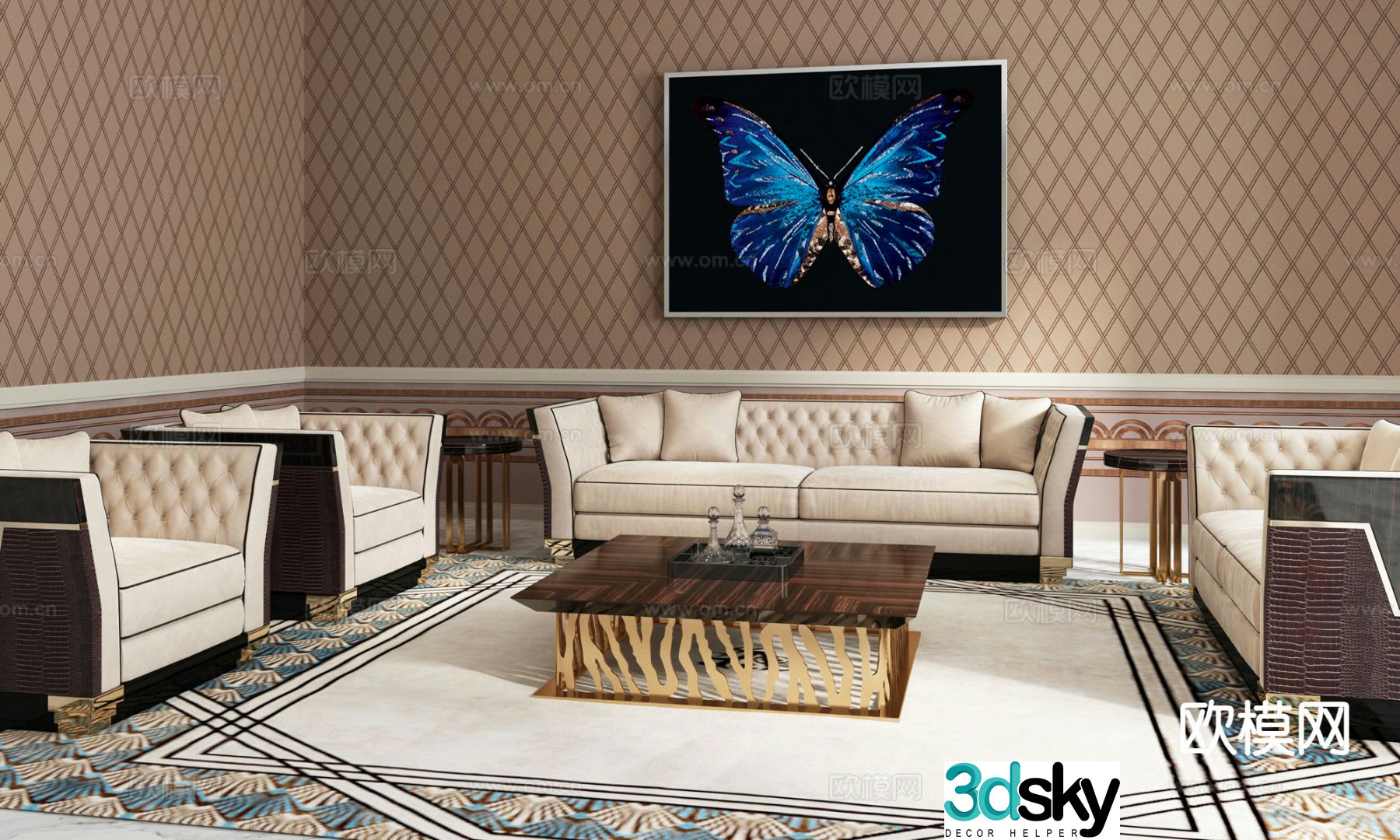 visionnaire italian sectional sofa 3d model