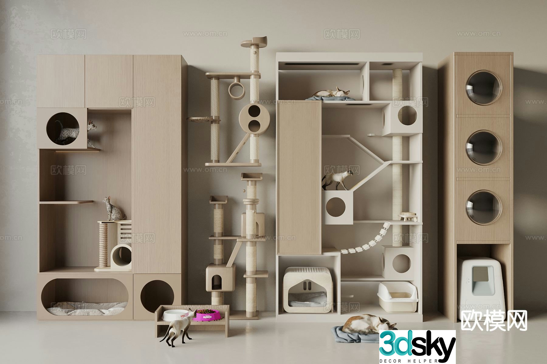 Modern cat climbing frame cat nest cat pet cabinet pet supplies 3D model