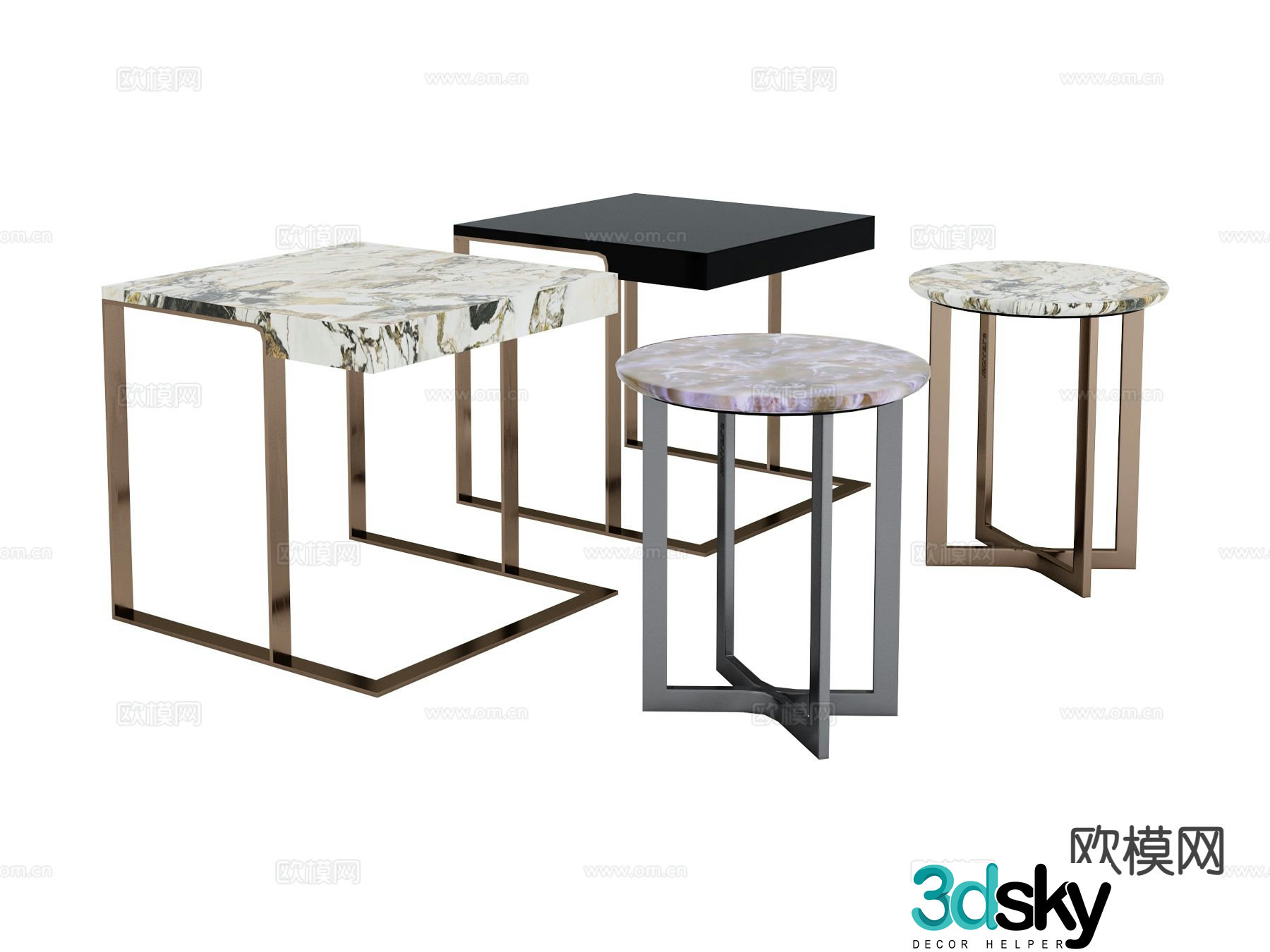 visionnaire Italian light luxury corner table and side table 3D model