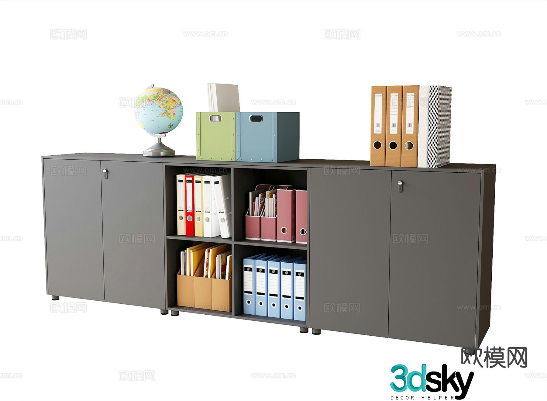 Modern filing cabinet low cabinet office cabinet 3d model