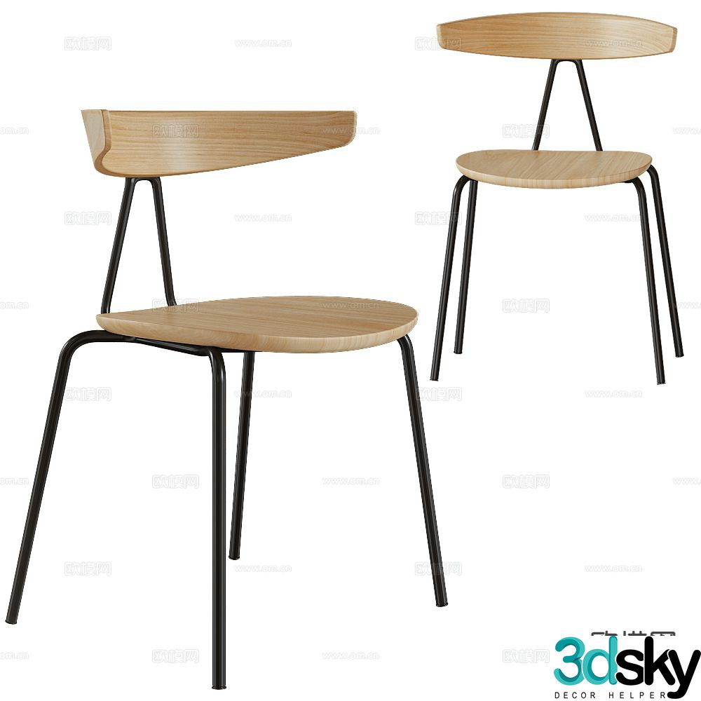 Verges Nordic Chair Dining Chair 3d model