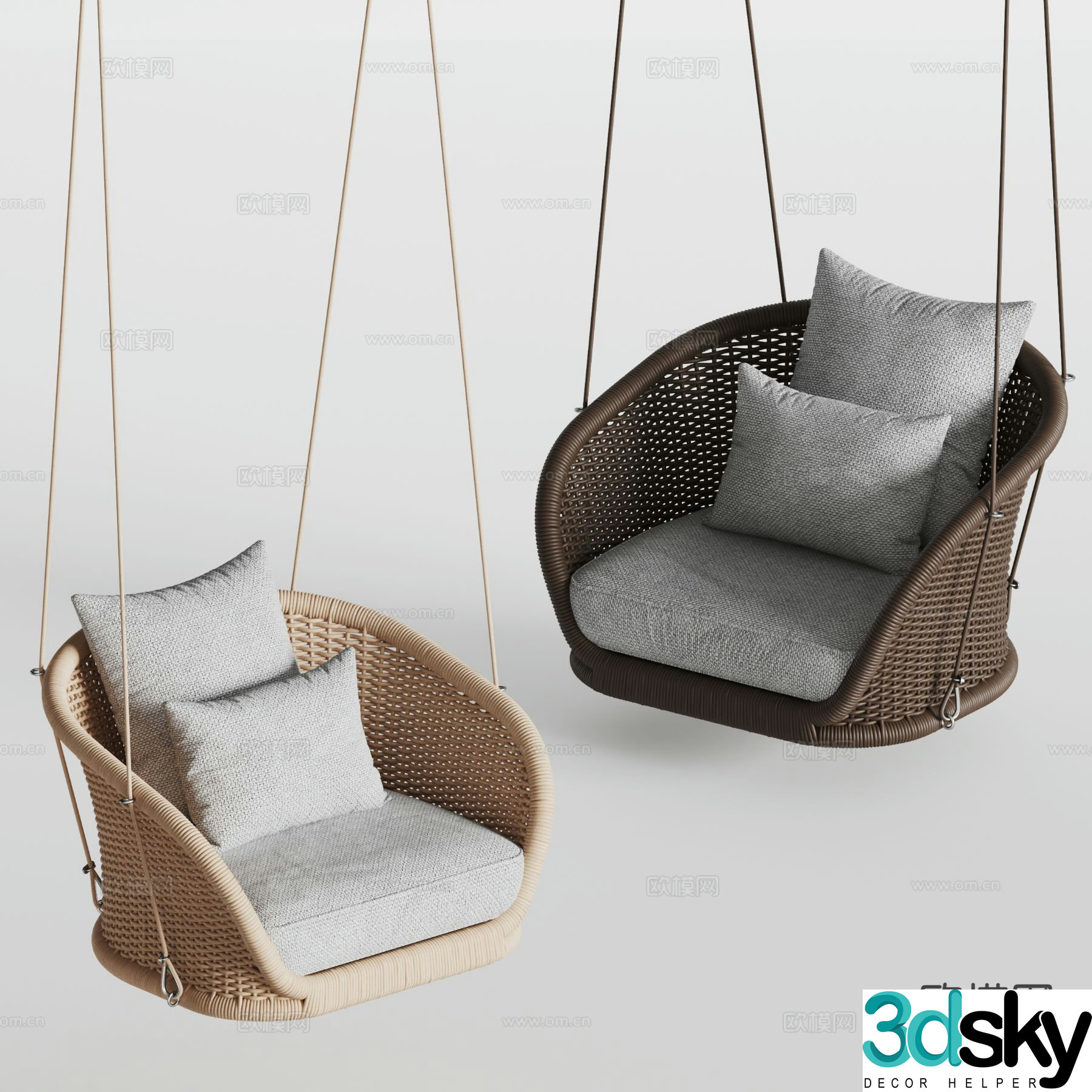 Rattan hanging chair swing chair rocking chair 3d model