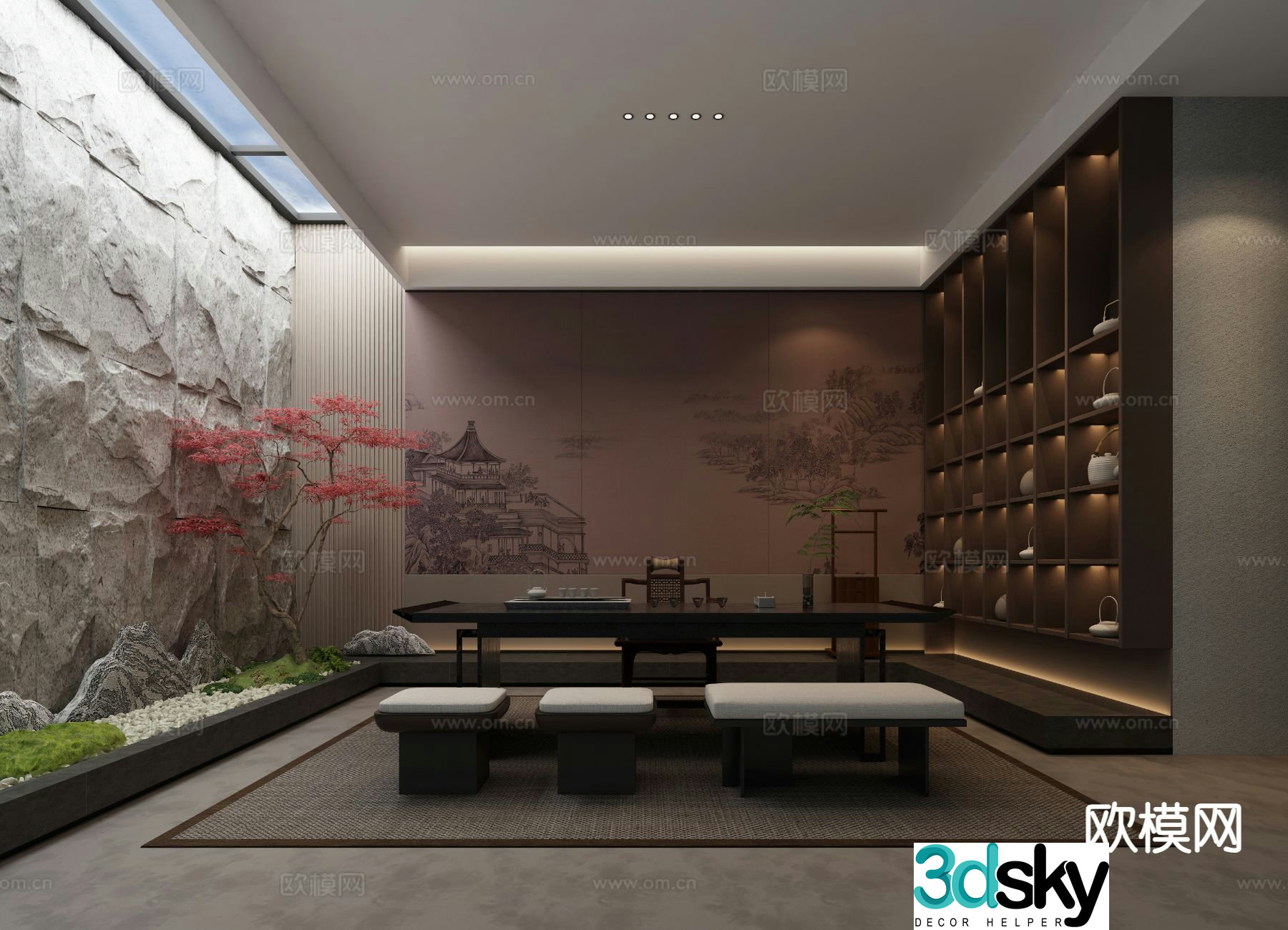 New Chinese style tea room club tea room 3d model