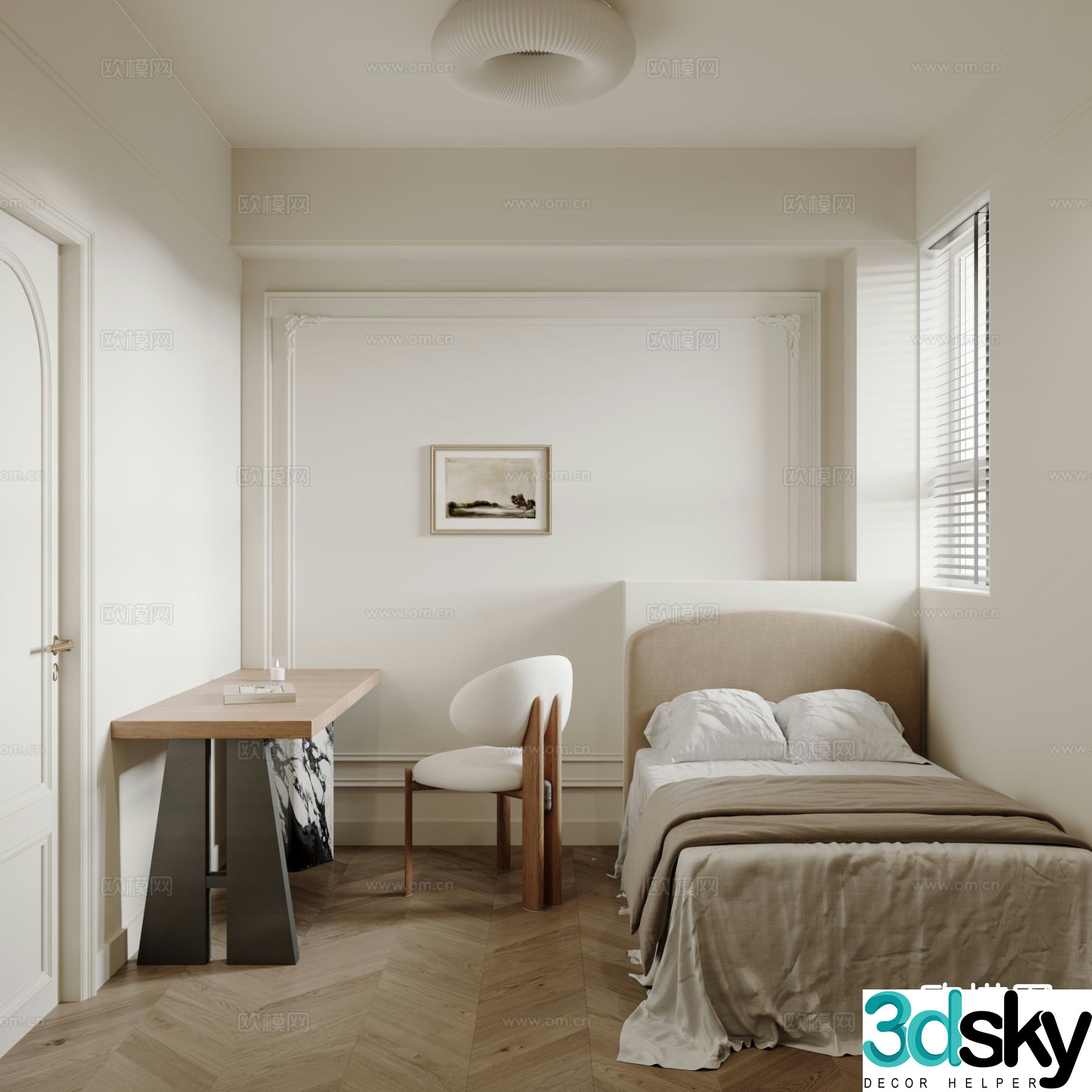 French bedroom second bedroom guest bedroom study 3D model