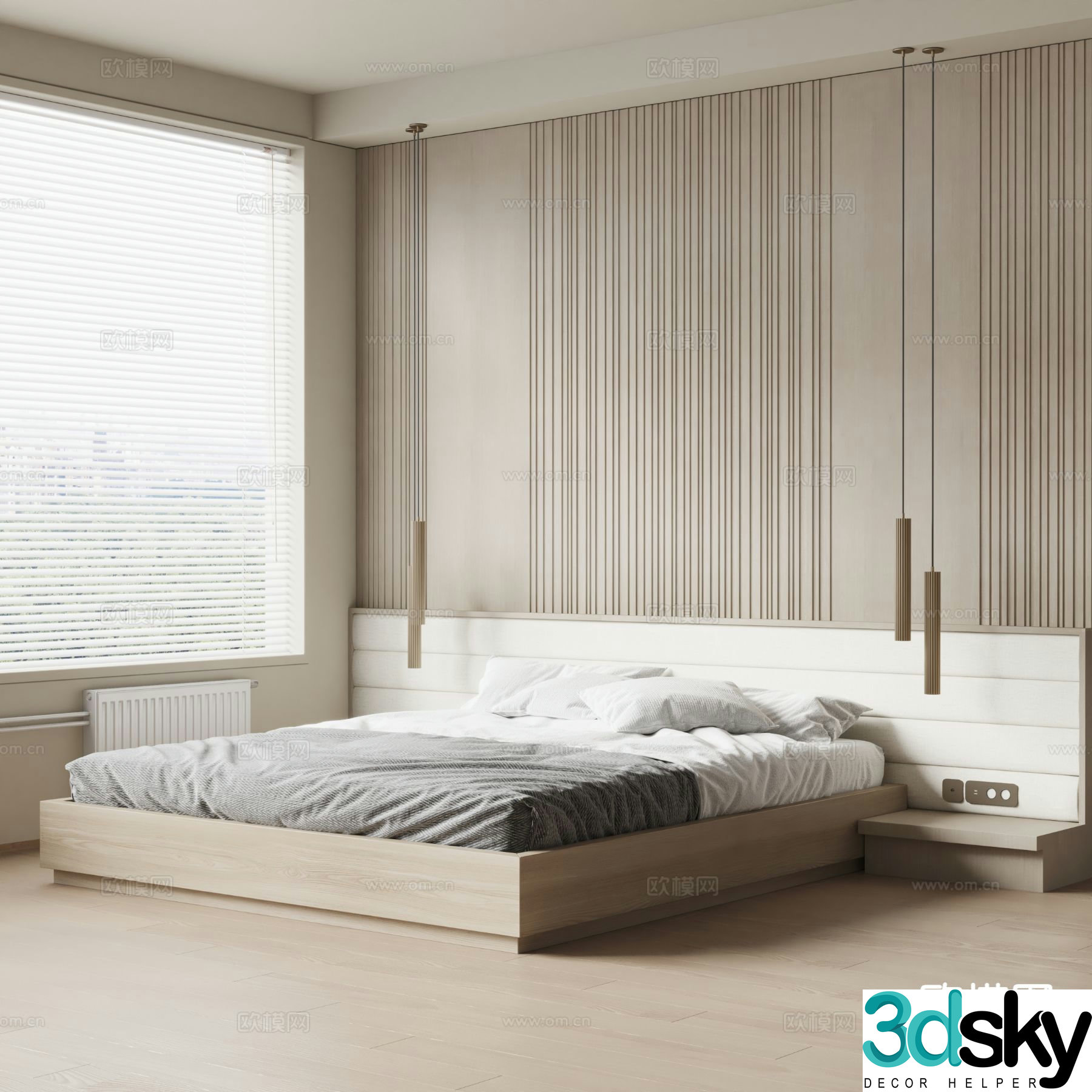 Modern double bed 3d model