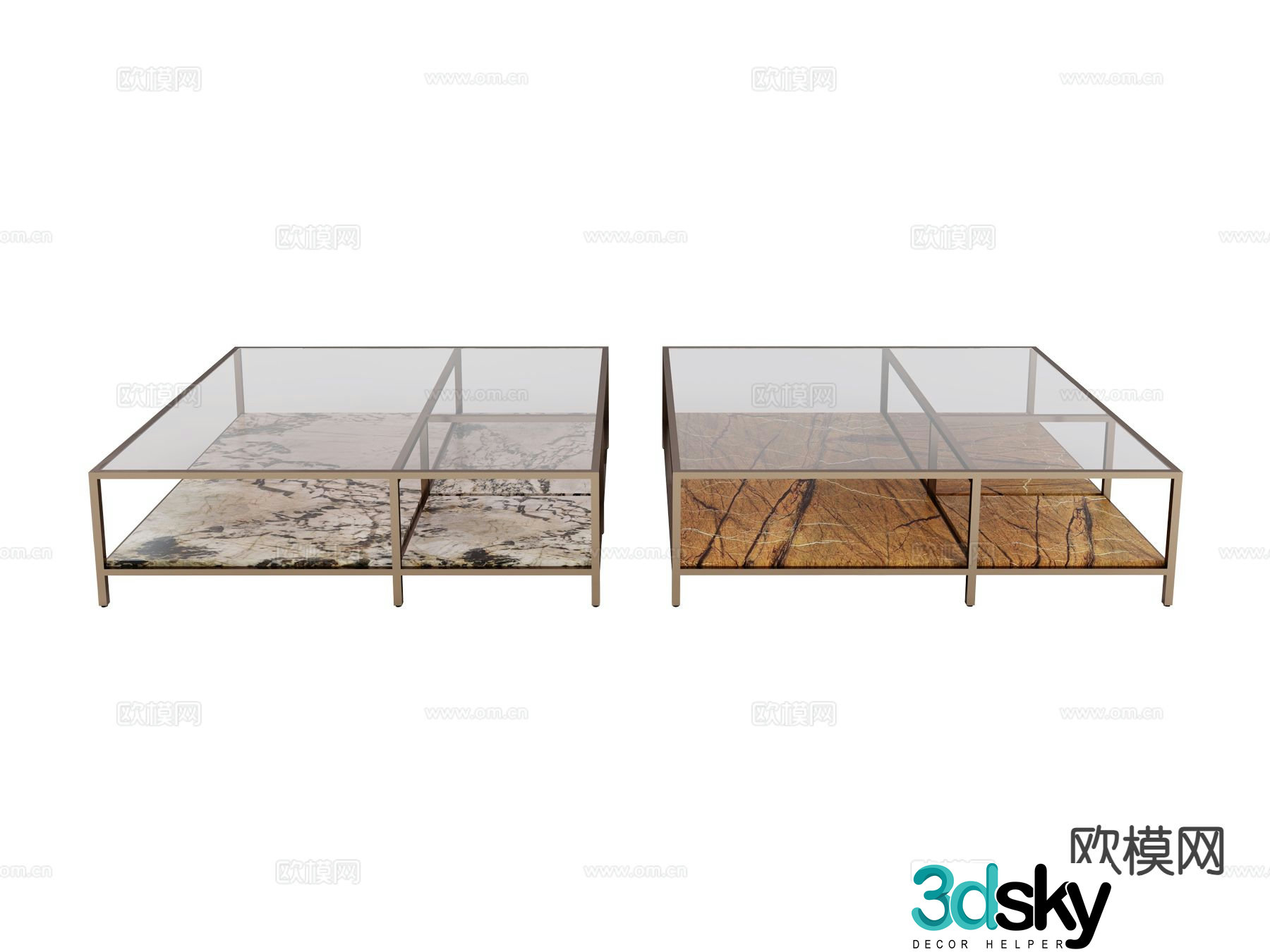 visionnaire light luxury glass coffee table 3d model