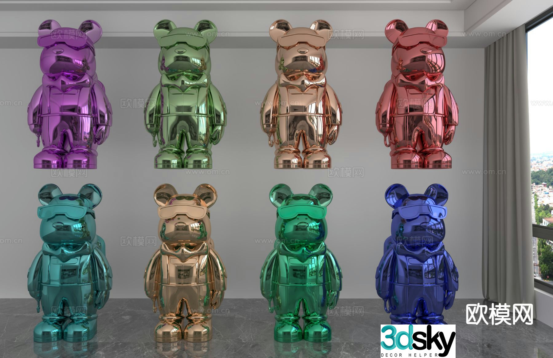 Violent Bear Trendy Toy Doll Doll Ornament 3D Model
