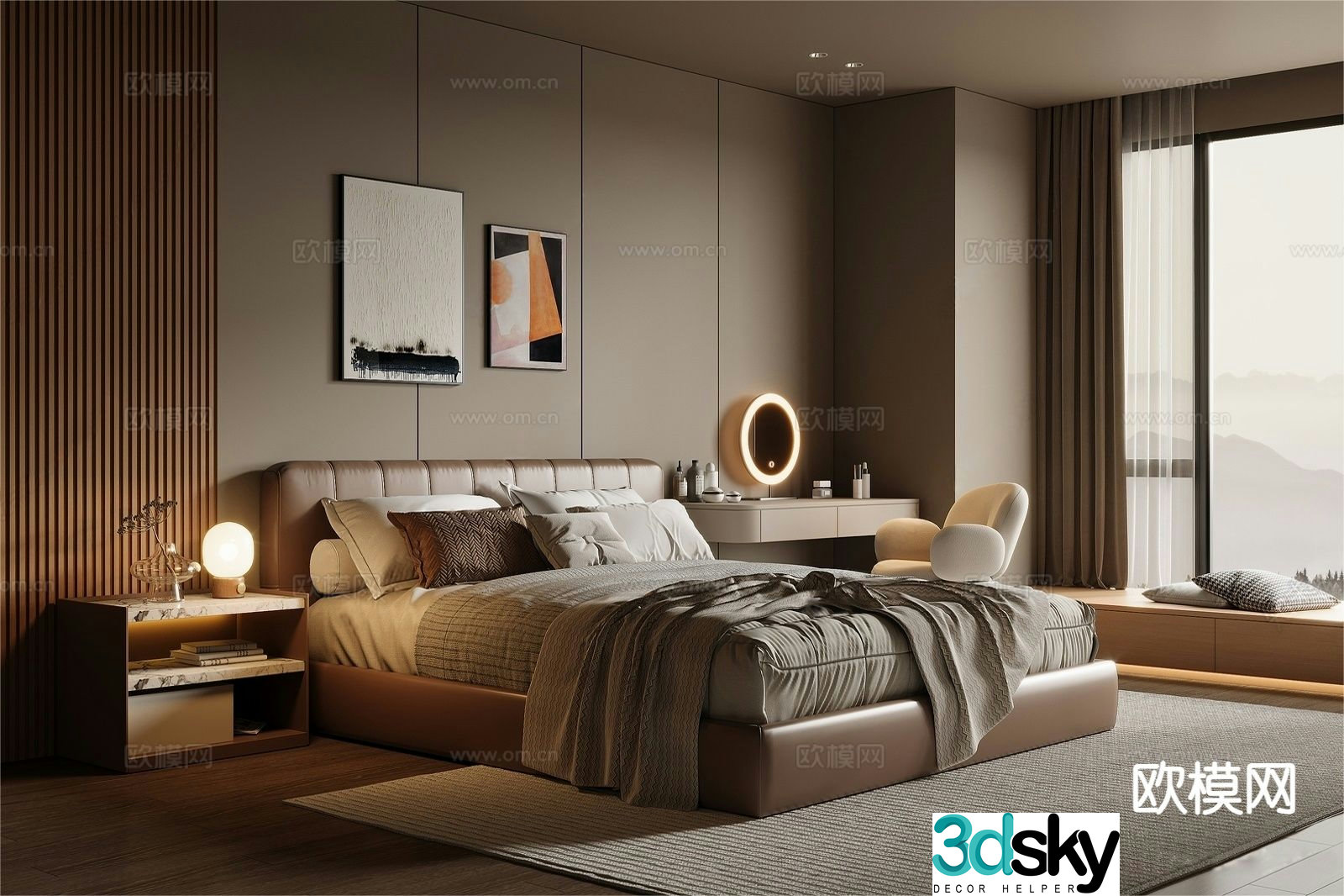 Modern bedroom master bedroom 3d model