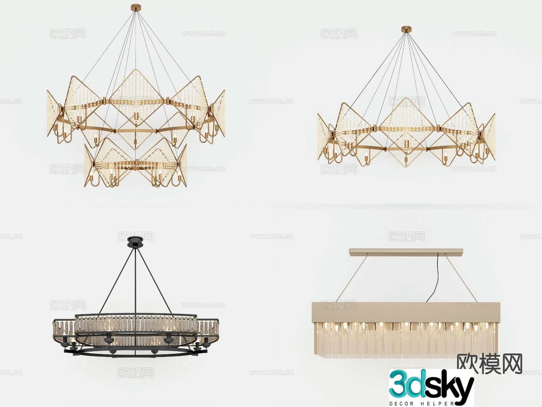 Light luxury chandelier art chandelier 3d model