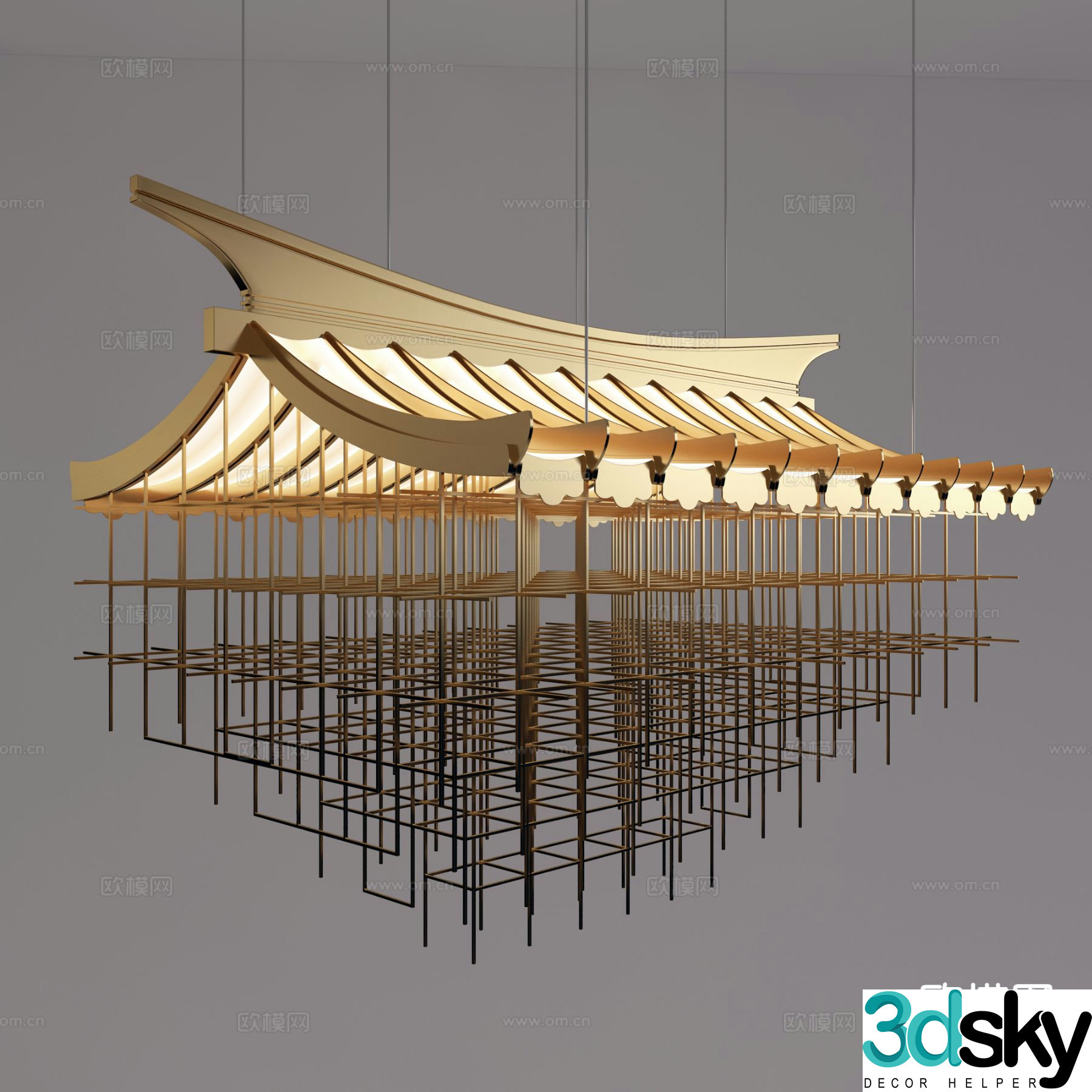 New Chinese style chandelier tower chandelier 3d model