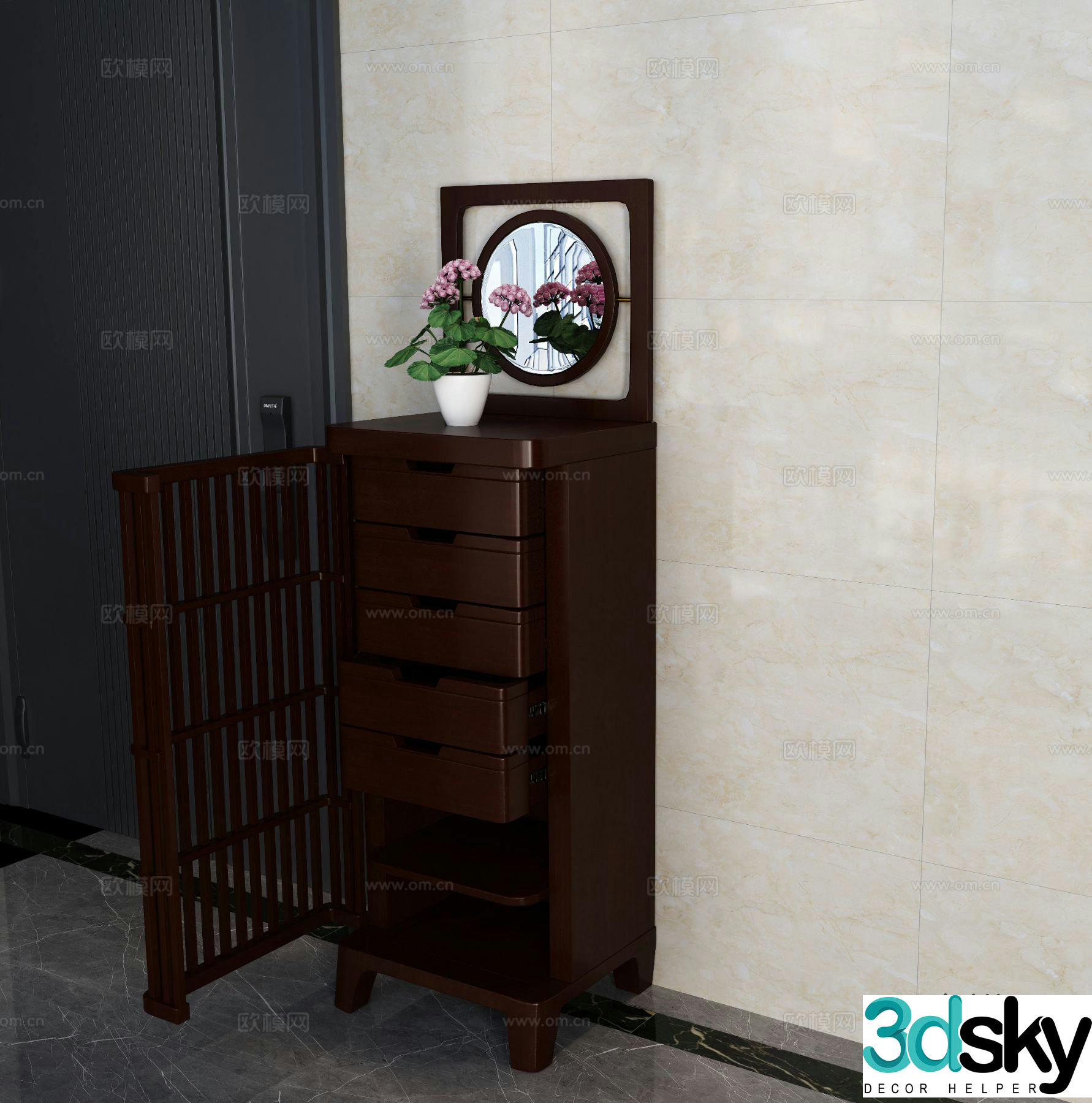 New Chinese style chest of drawers 3D model