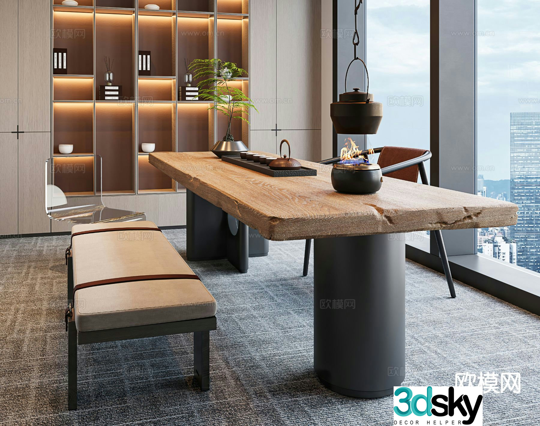 New Chinese style tea table tea table 3d model